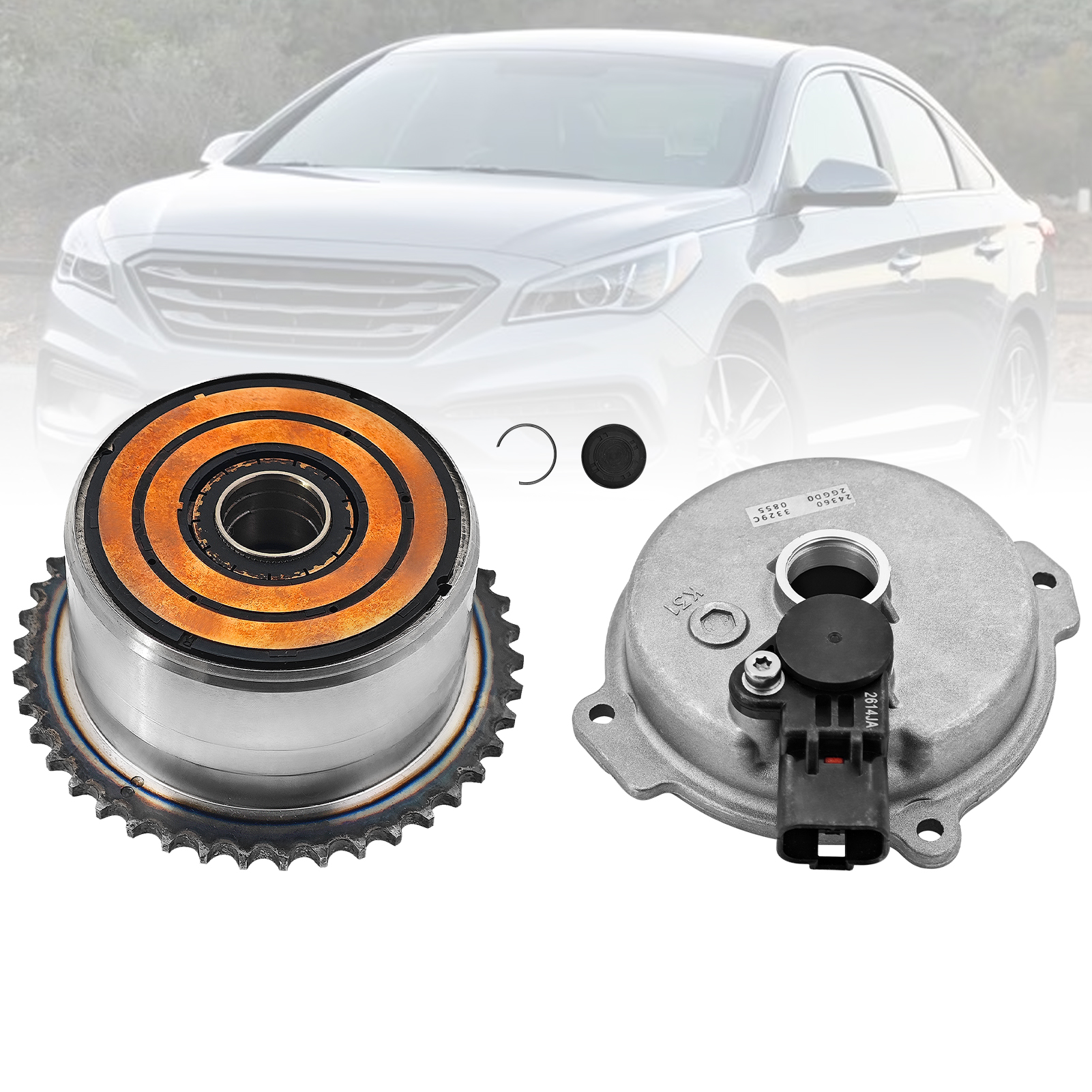 CVVT Intake & Engine Valve Timing Solenoid w/Sensor for Hyundai G70/Santa Fe/Santa Fe Sport/Sonata/Tucson, for Veloster N, for Kia Sorento/Sportage/Stinger 2016-2022