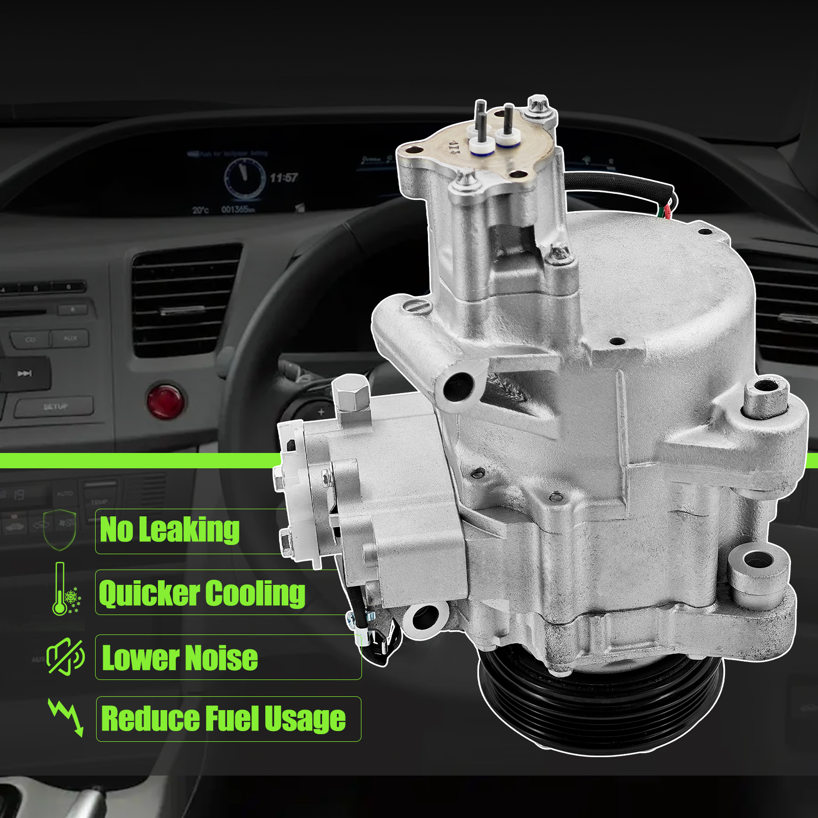 AC Air Conditioning Compressor Fits for Honda Civic 1.5L Hybrid 2012-2015 for Acura ILX 1.5L Hybrid 2013-2015