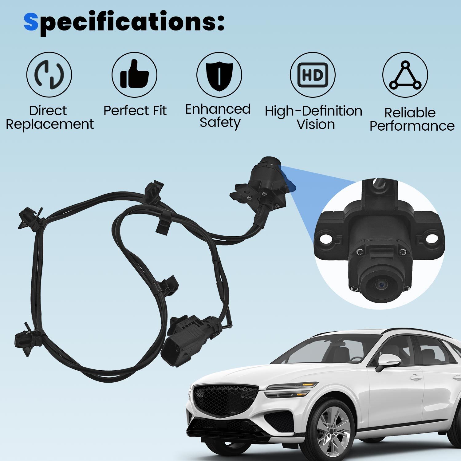 Front Grill View Park Assist Camera Compatible with Hyundai Genesis GV70 2.5L 3.5L 2022-2024