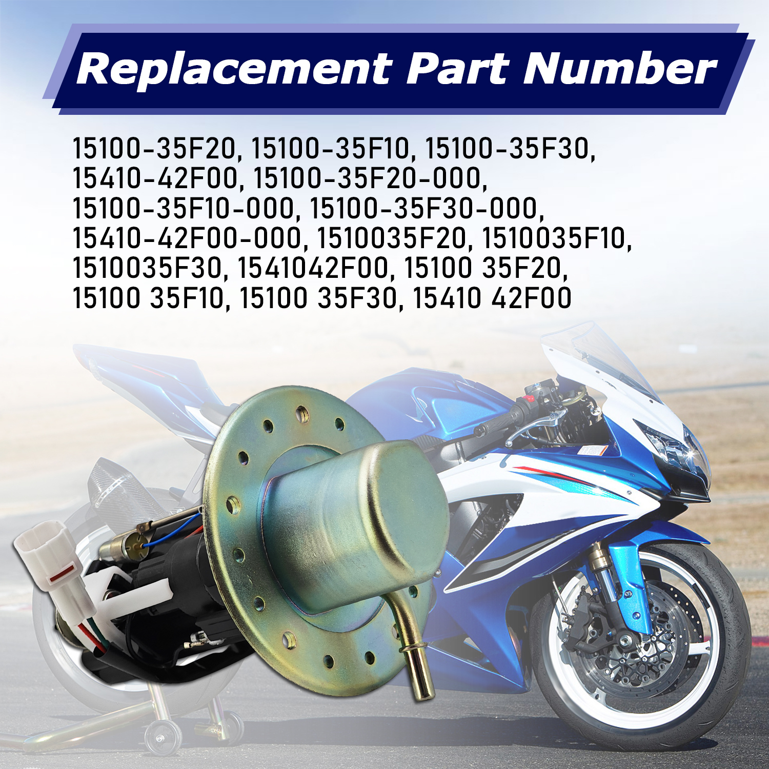 Fuel Pump Assembly 3 Pin Compatible With Suzuki GSXR 600 2001-2003, GSXR 750 2000-2003