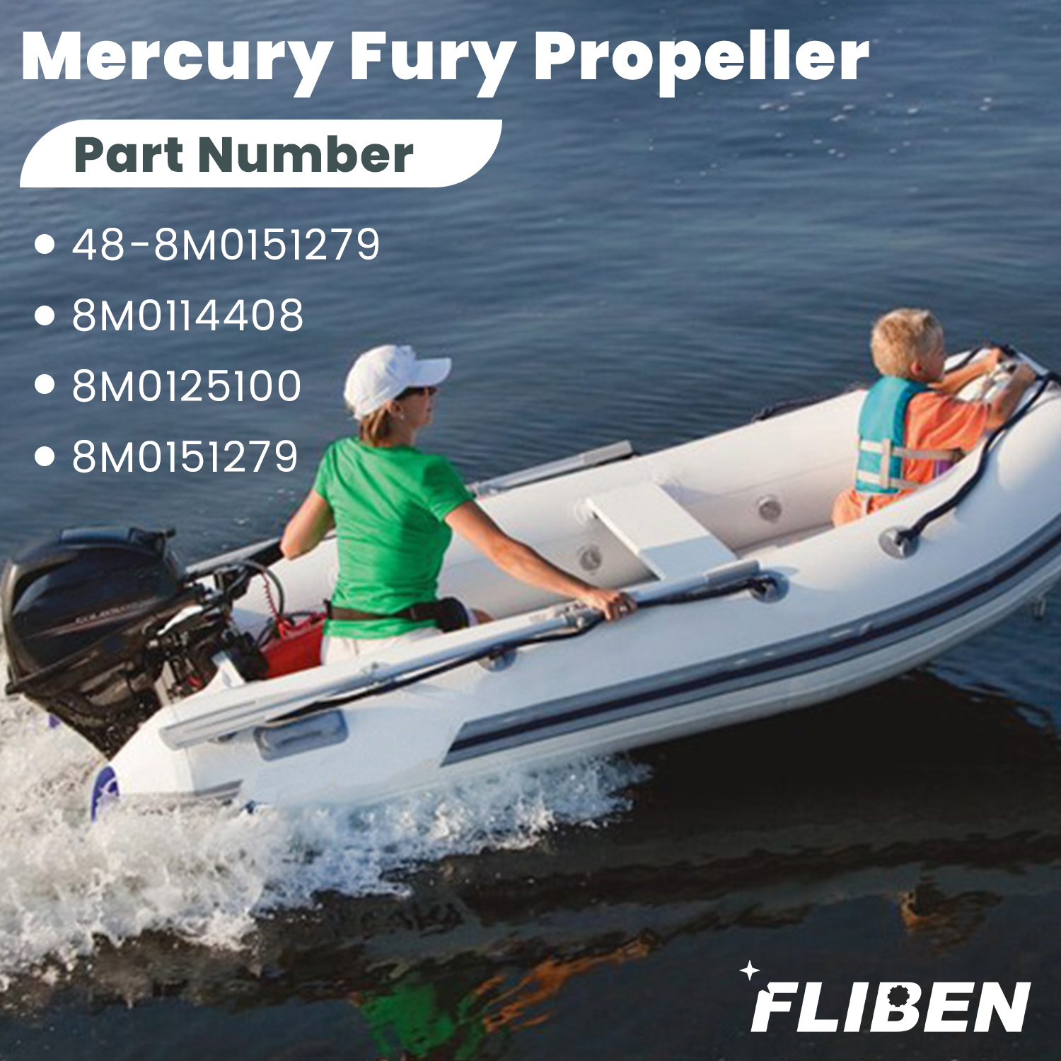 Propeller 14.5 x 24 Pitch Replacement for Mercury Fury 8M0114408, 8M0125100, 8M0151279