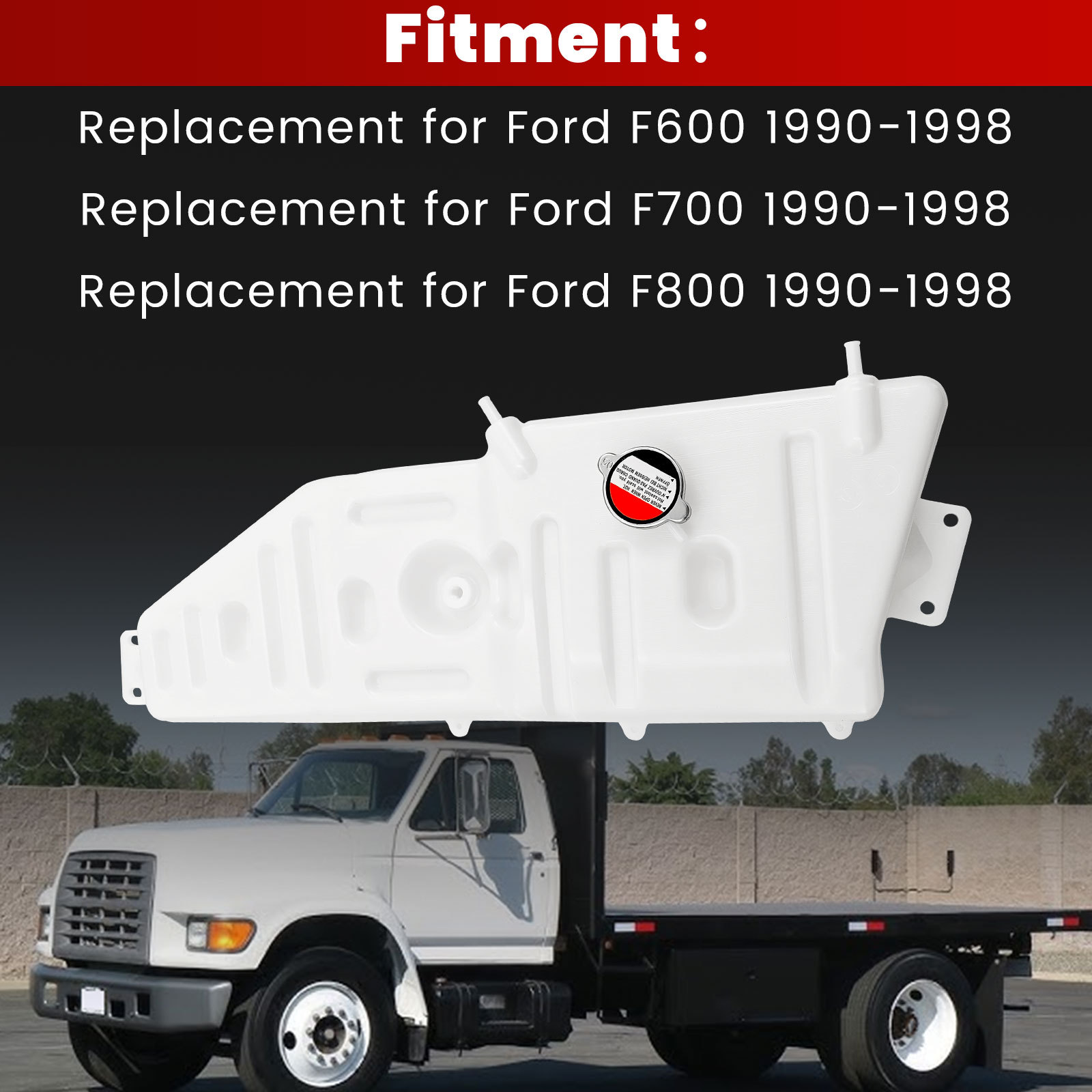 Radiator Overflow Coolant Reservoir Expansion Tank for Ford F600 F700 F800 F900 1990-1998