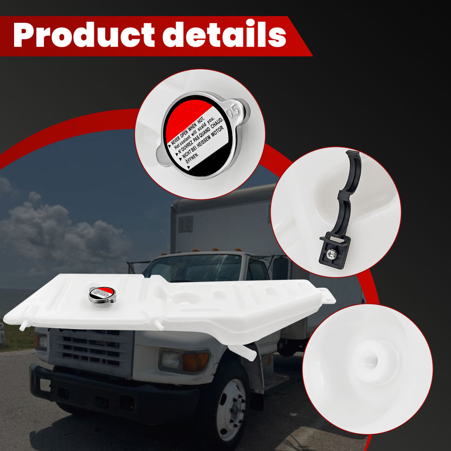 Radiator Overflow Coolant Reservoir Expansion Tank for Ford F600 F700 F800 F900 1990-1998