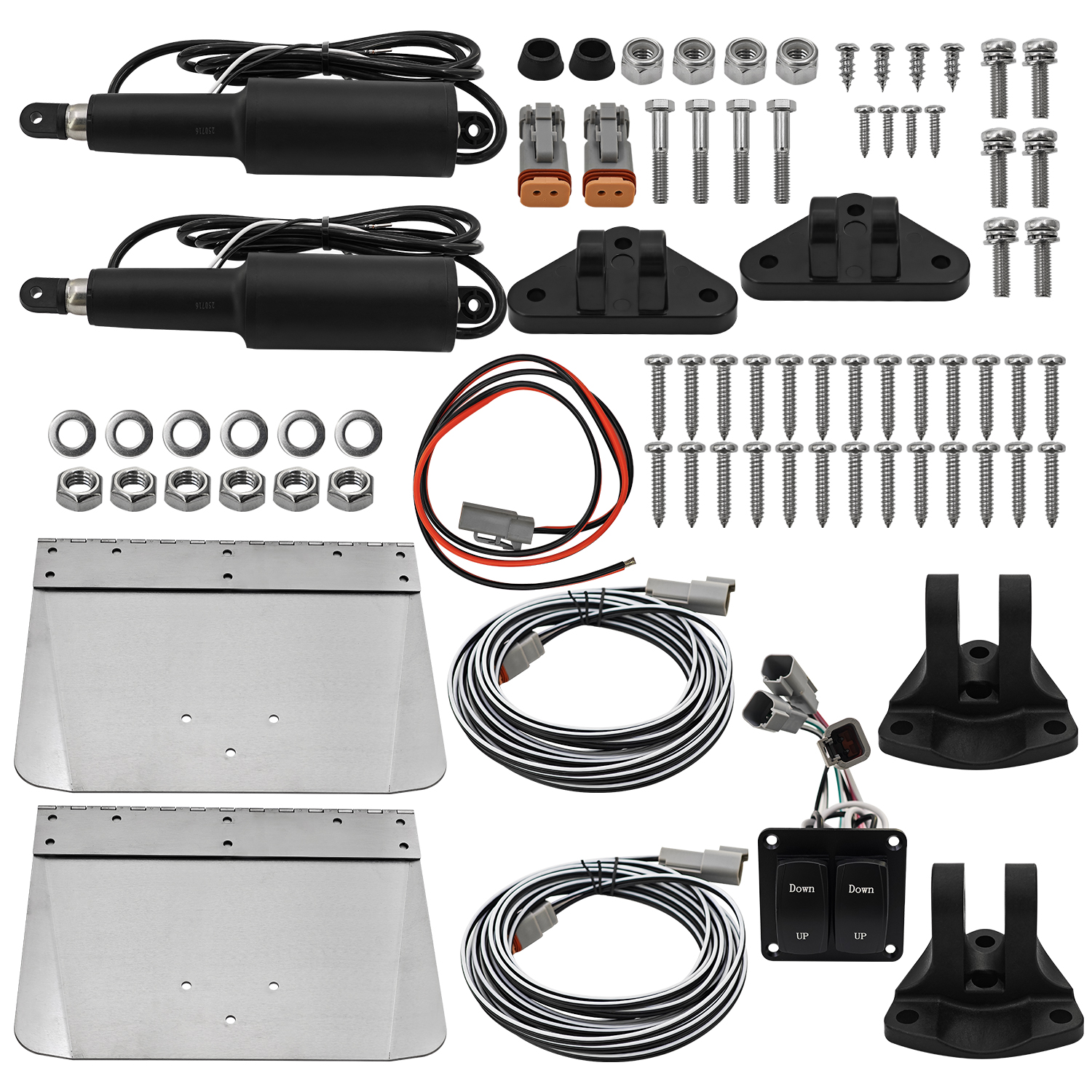 9" x 12" Standard Trim Tab Kit 12V Electric Trim Tabs for Boats Size 16ft to 25ft with Double Rocker Switches #15101-104