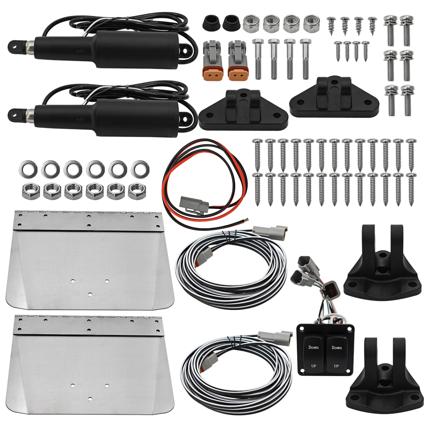 9" x 12" Standard Trim Tab Kit 12V Electric Trim Tabs for Boats Size 16ft to 25ft with Double Rocker Switches #15101-104