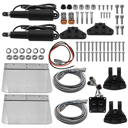 9" x 12" Standard Trim Tab Kit 12V Electric Trim Tabs for Boats Size 16ft to 25ft with Double Rocker Switches #15101-104
