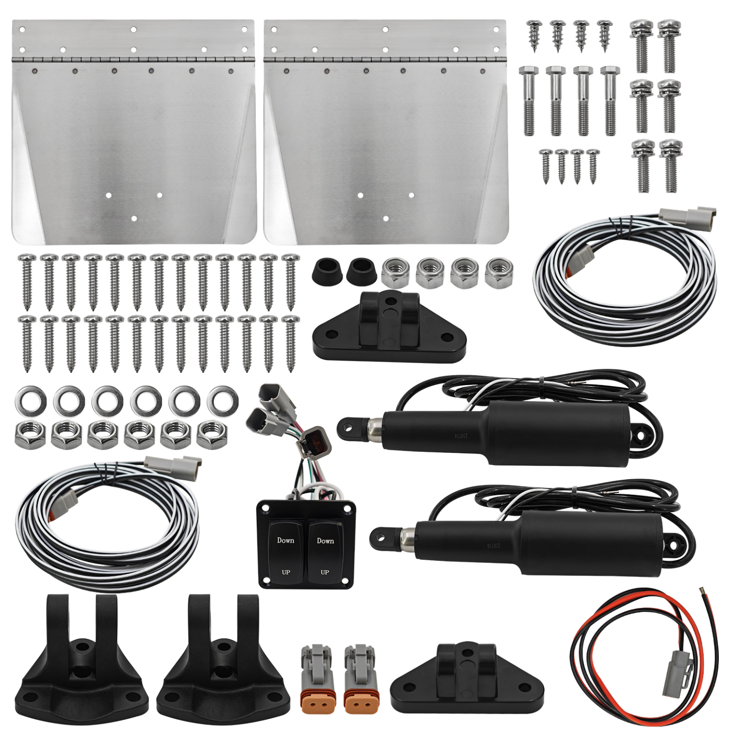 9" x 12" Standard Trim Tab Kit 12V Electric Trim Tabs for Boats Size 16ft to 25ft with Double Rocker Switches #15101-104