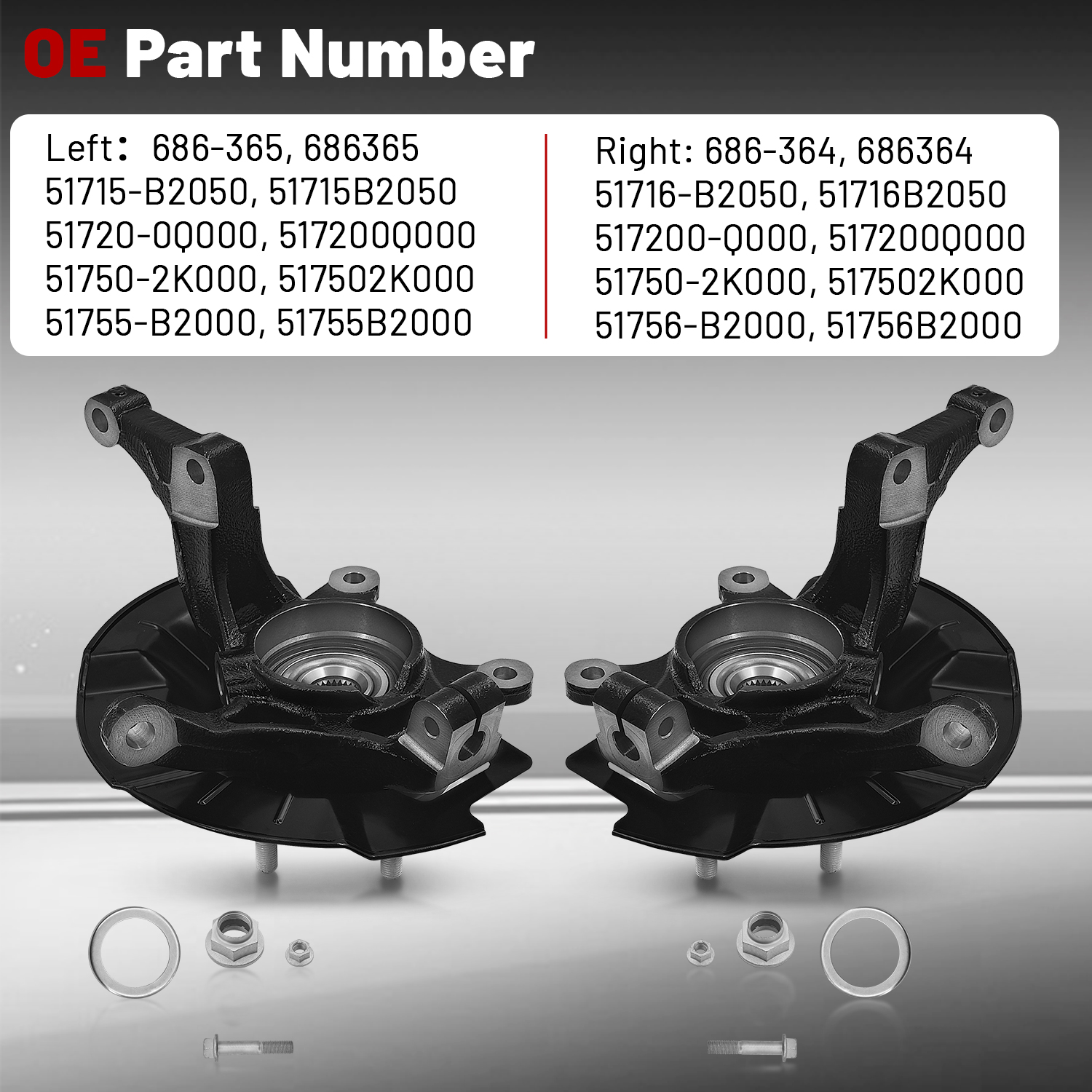 Front Left & Right Steering Knuckle Assembly Fits for Kia Soul 1.6L 2.0L 2014-2016
