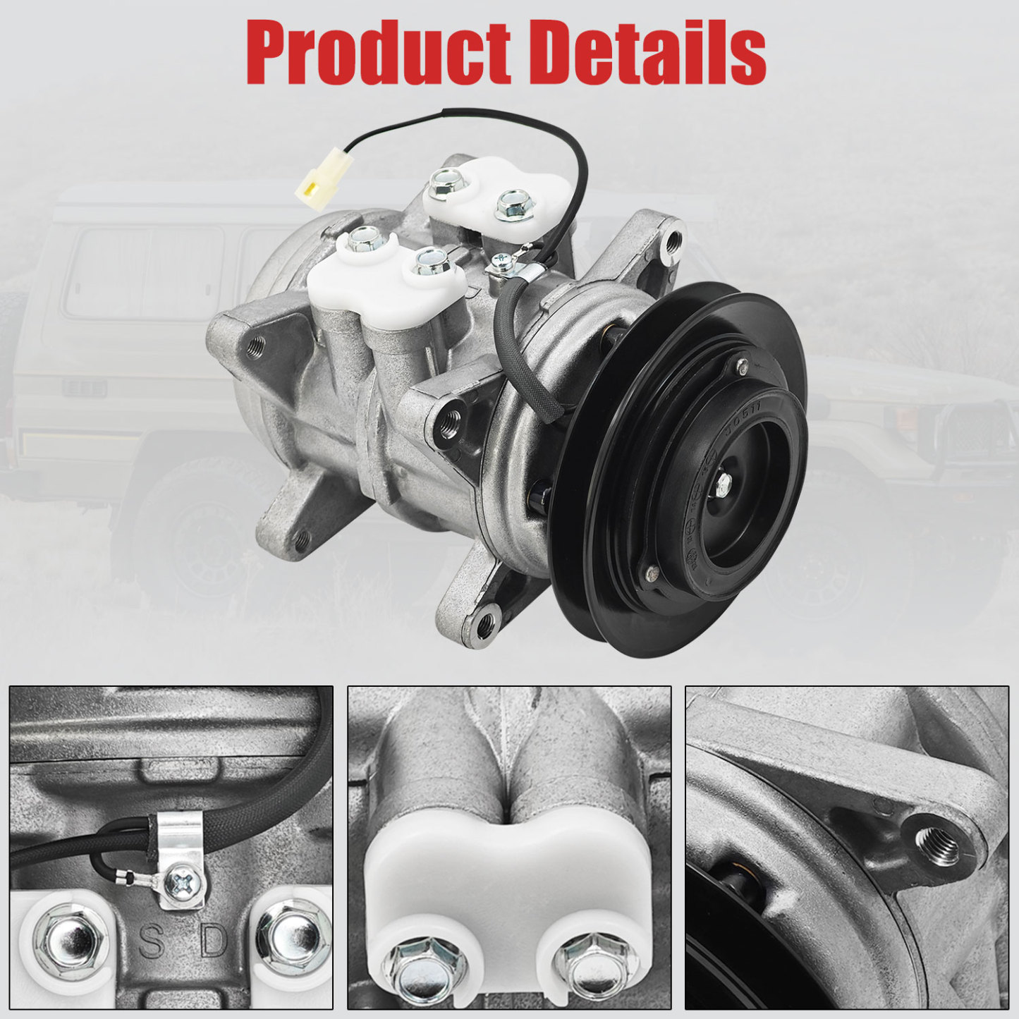 AC Compressor with Clutch Compatible with Toyota Land Cruiser 4.2L 1979-1987