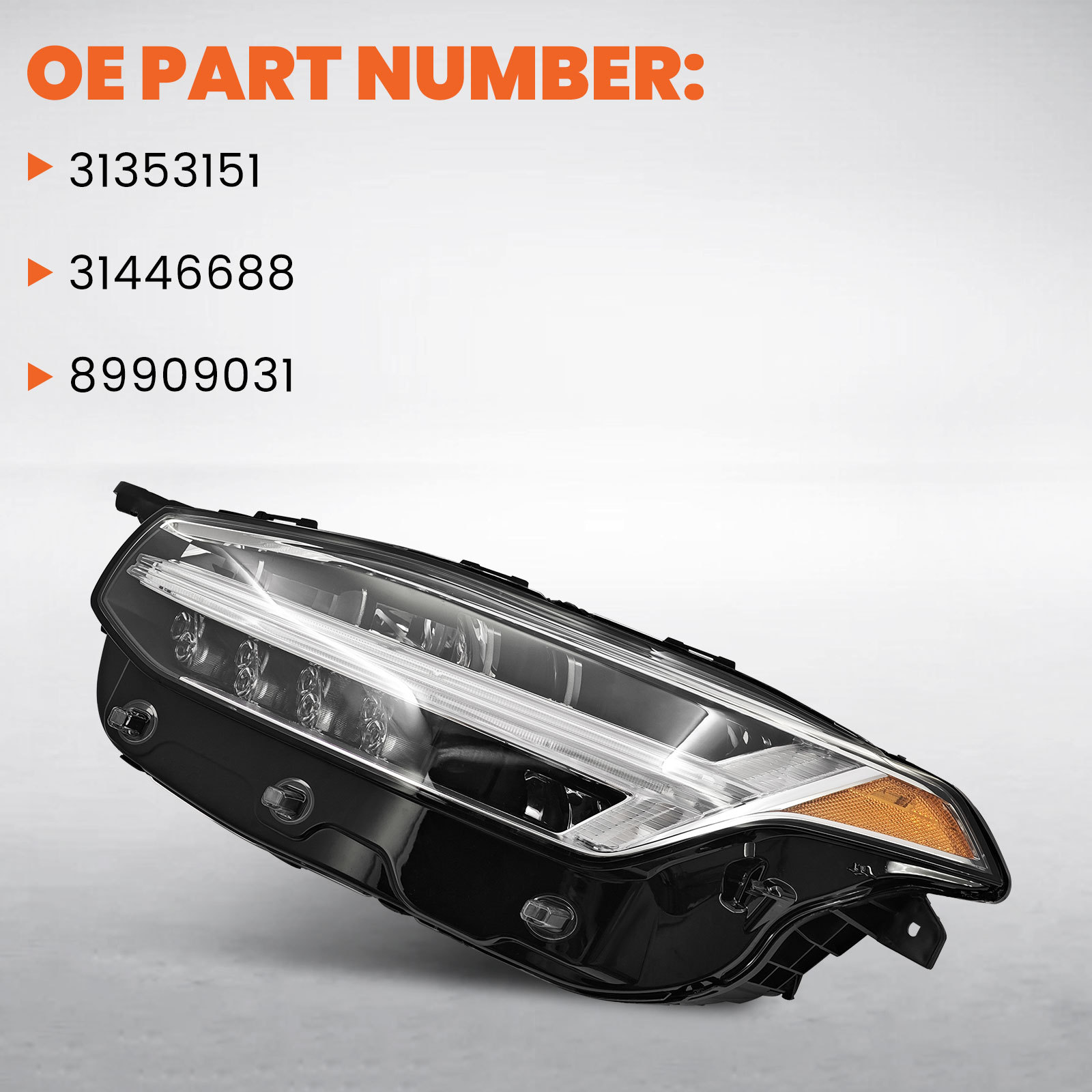 Left LED Headlight Compatible with Volvo XC90 2.0L 2016-2018 -Driver Side