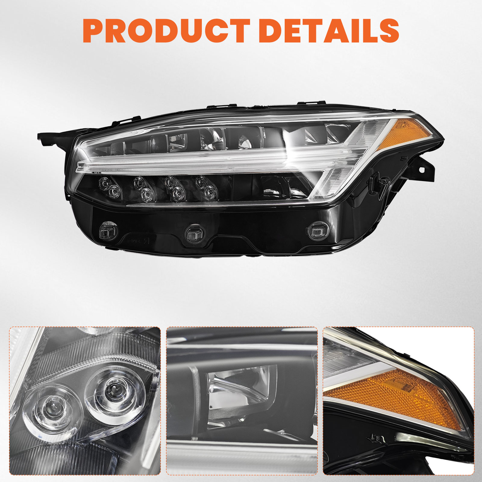 Left LED Headlight Compatible with Volvo XC90 2.0L 2016-2018 -Driver Side