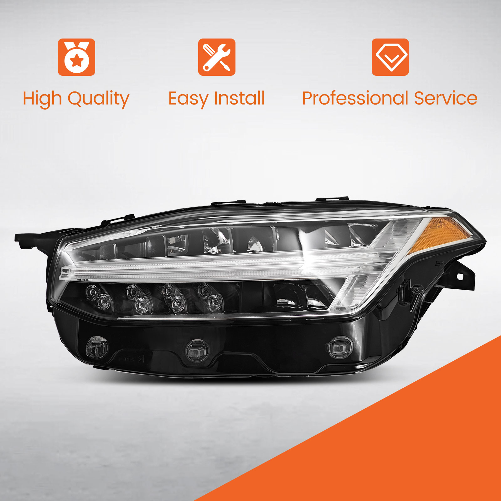 Left LED Headlight Compatible with Volvo XC90 2.0L 2016-2018 -Driver Side