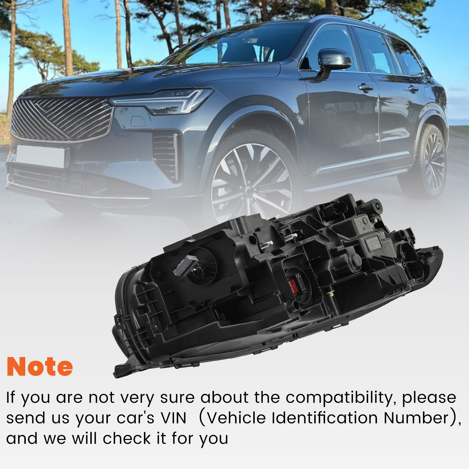 Left LED Headlight Compatible with Volvo XC90 2.0L 2016-2018 -Driver Side