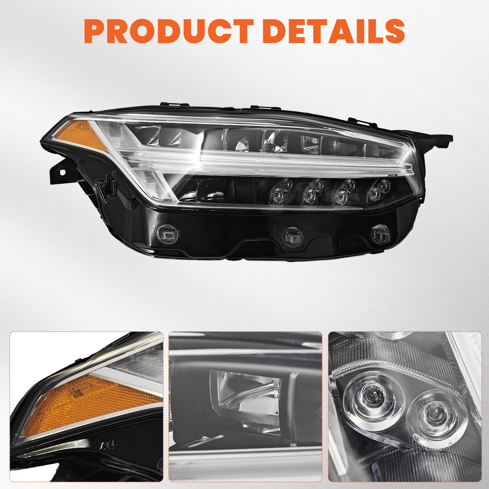 Right LED Headlight Compatible with Volvo XC90 2.0L 2016-2018 -Passenger Side