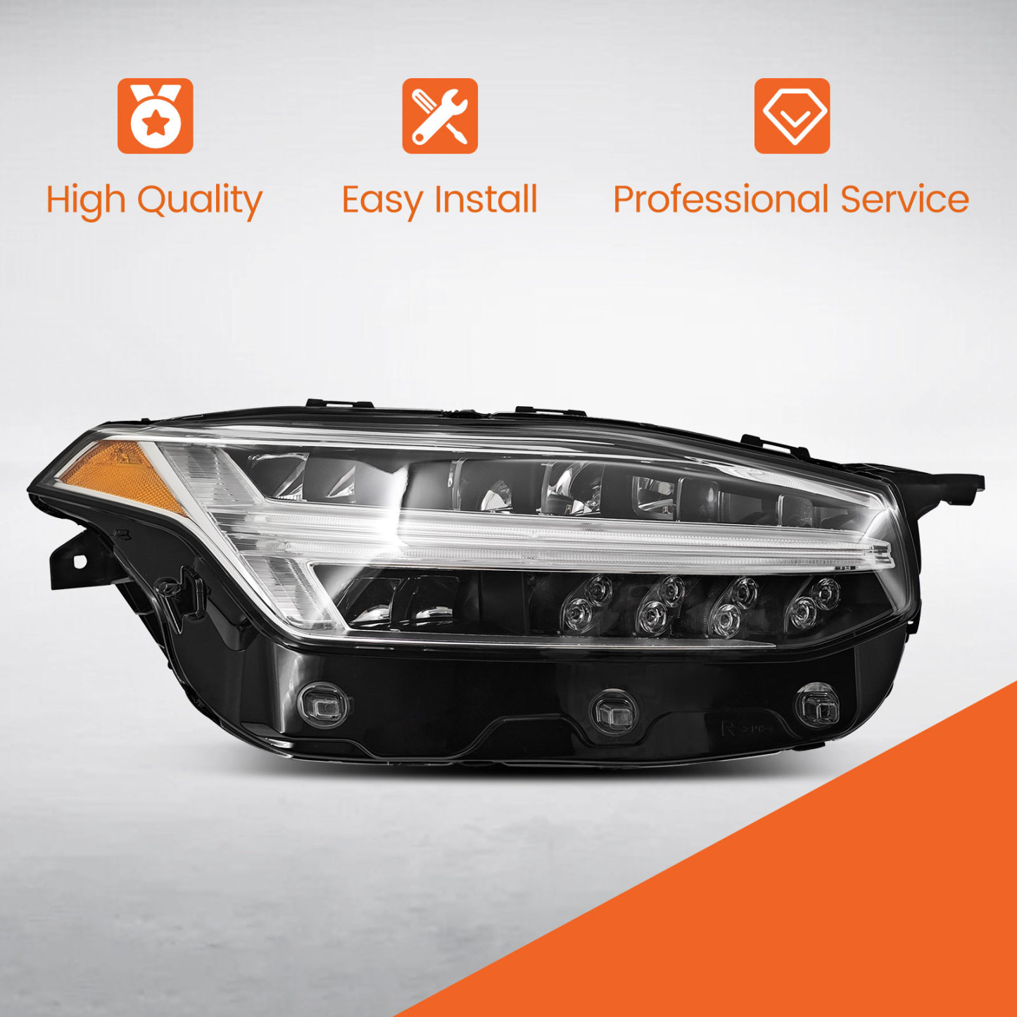 Right LED Headlight Compatible with Volvo XC90 2.0L 2016-2018 -Passenger Side