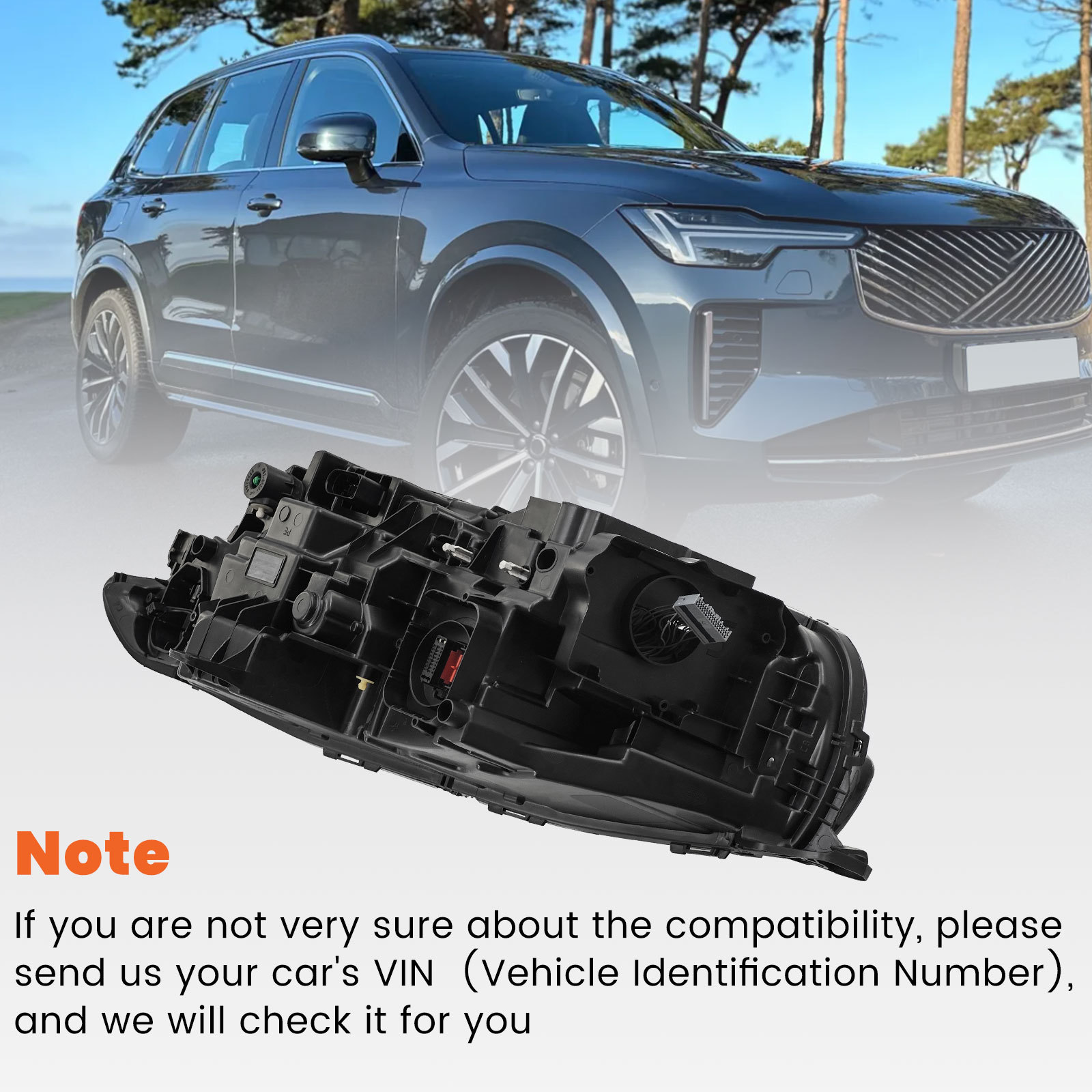 Right LED Headlight Compatible with Volvo XC90 2.0L 2016-2018 -Passenger Side