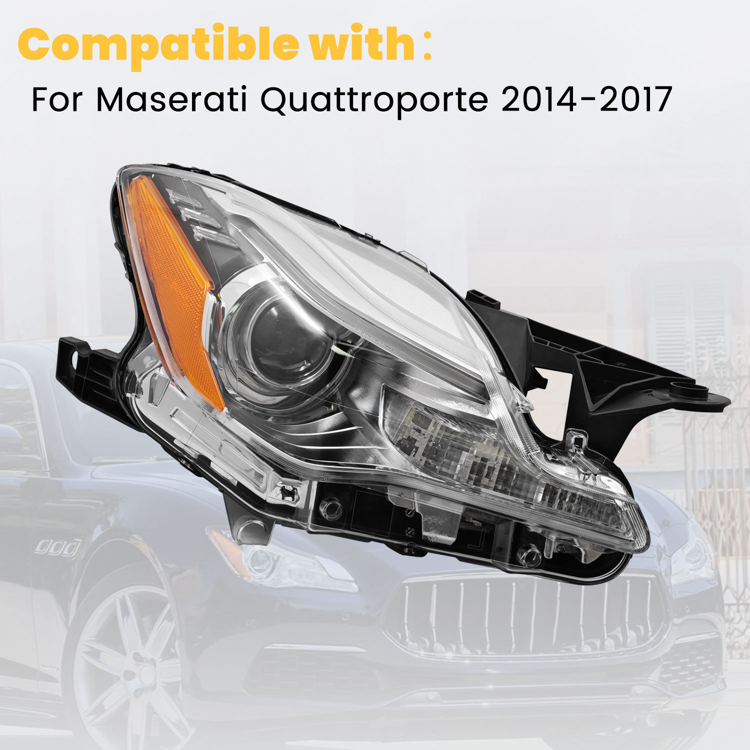 Right HID Xenon Headlight for Maserati Quattroporte 2014-2017 - Passenger Side 