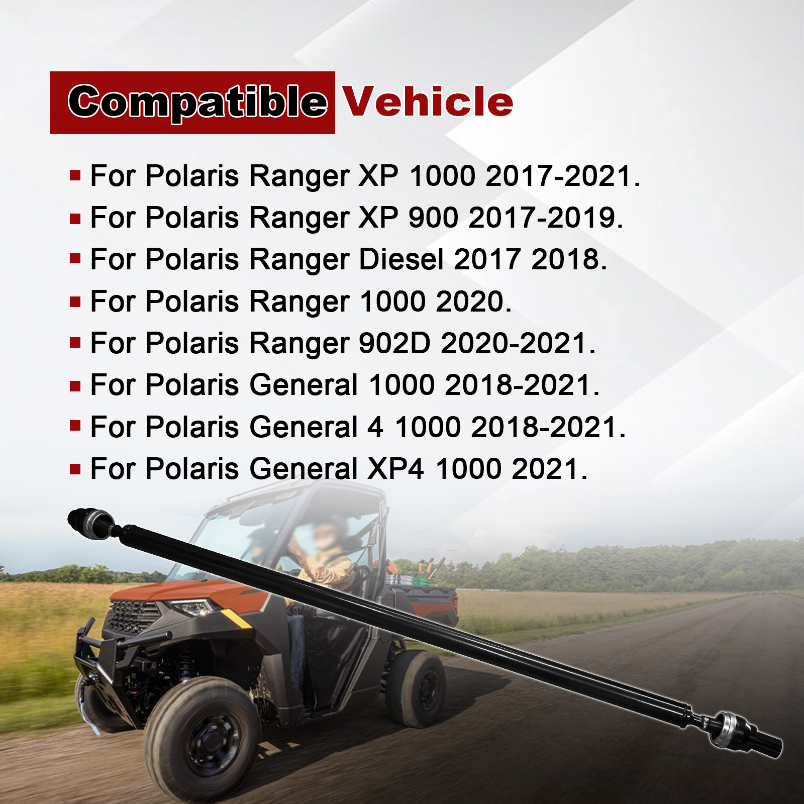 5in Front Prop Drive Shaft Fits for Polaris Ranger XP 1000/XP 900/Diesel/1000/902D 2017-2021; General 1000/4 1000/XP4 1000 