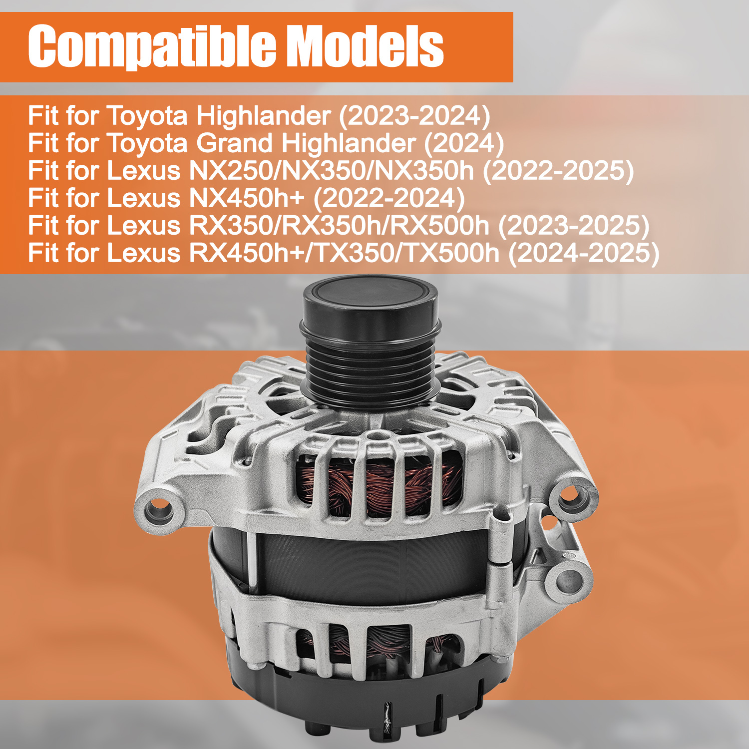  12V 180A 6-Groove Alternator for Toyota Highlander 2023-2024 Fit for Lexus NX250/NX350/ NX350h 2022-2025