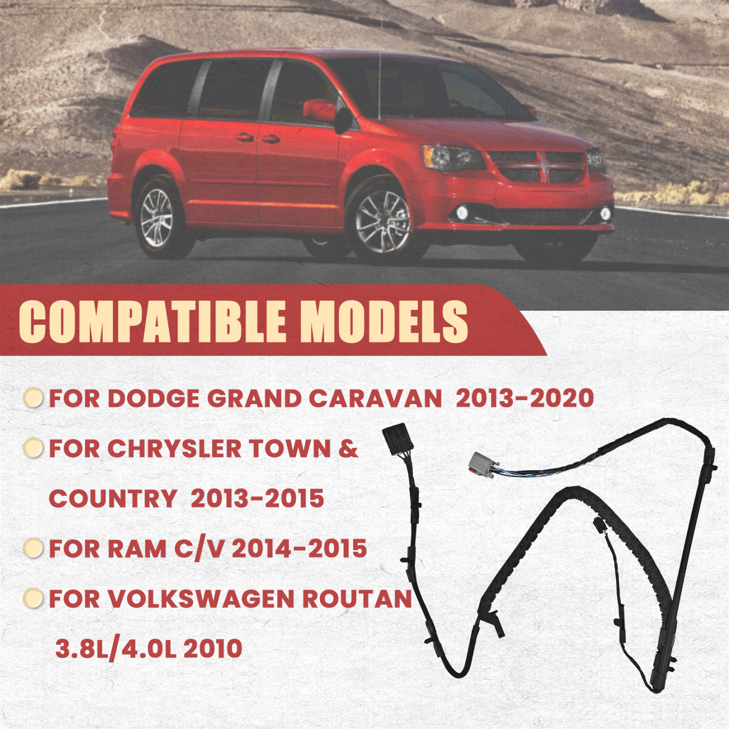 Right Passenger Side Power Sliding Door Track Wiring Harness Fit for Dodge Grand Caravan 2013-2020 for Chrysler Town & Country 2013-2016 for Ram C/V 2013-2015