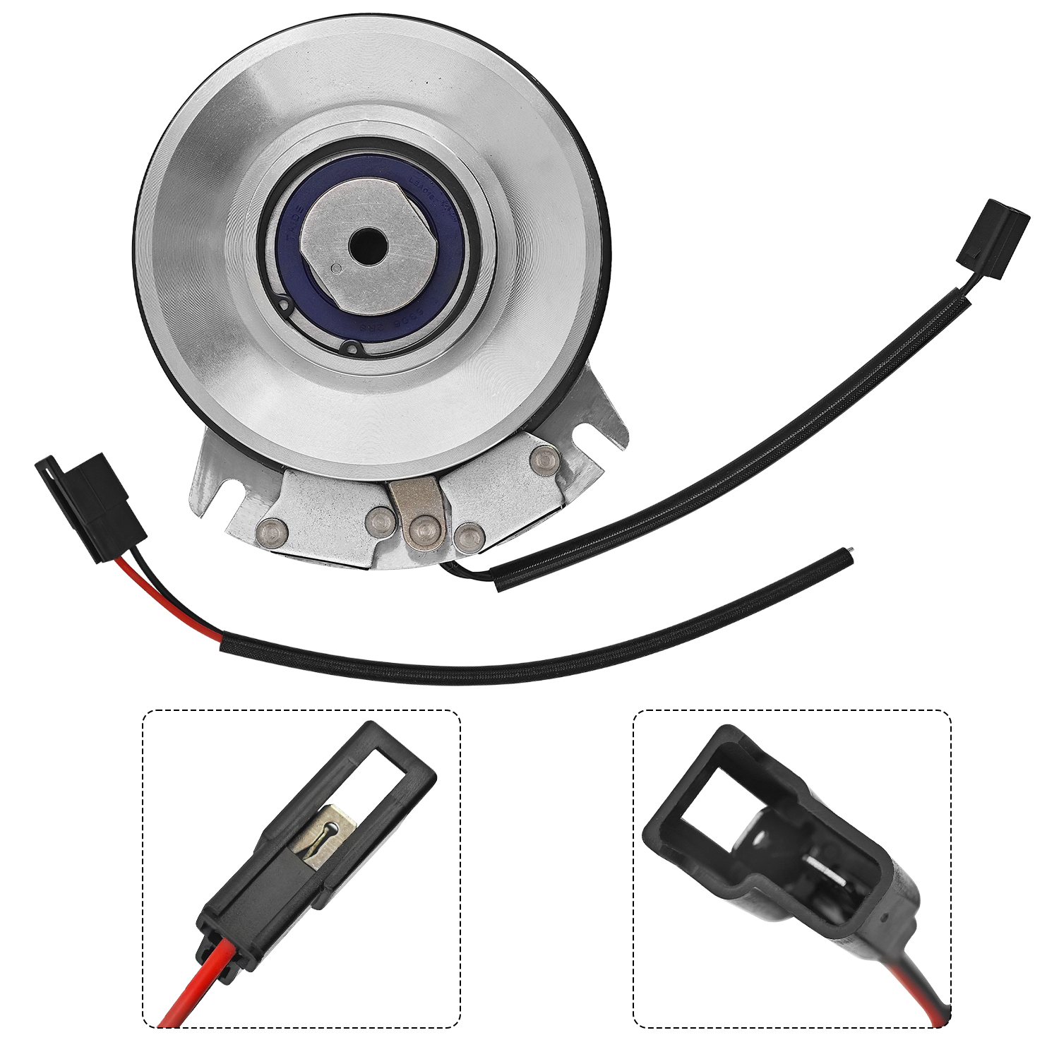 Electric PTO Clutch Hitorque 210 Ftlb for Ferris Simplicity Snapper Pro 36 44 48 52 60 61 72 Inch Mowers, Supersedes 5105090, Replaceable Bigger Bearing, Billet Pulley, Fixed Wire