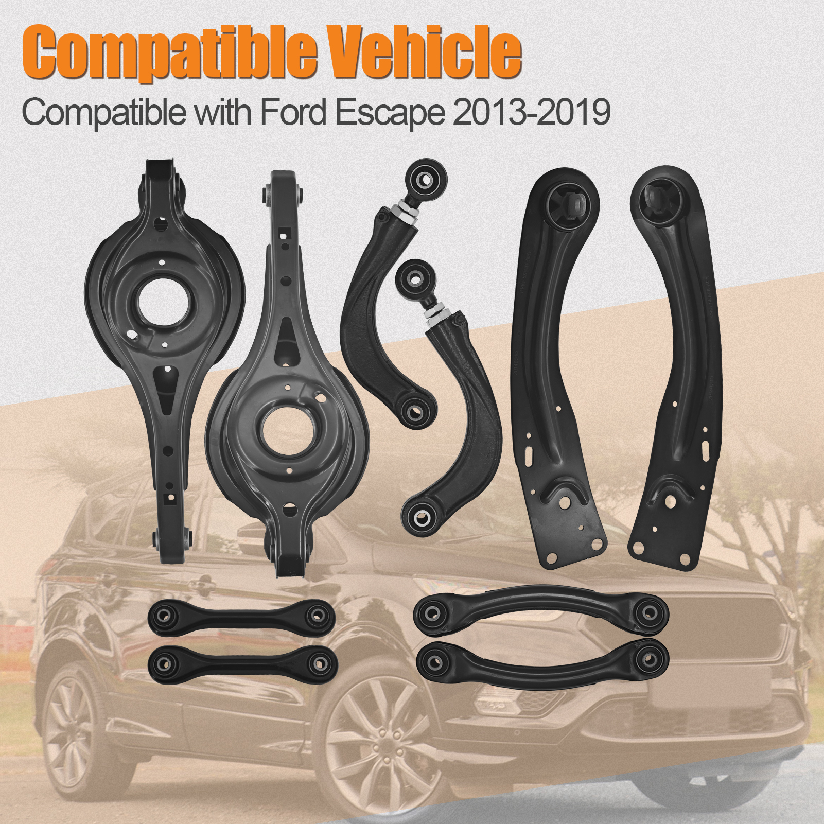 10 PCS Rear Upper & Lower Suspension Control Arms Kit Fits for Ford Escape 2013-2019