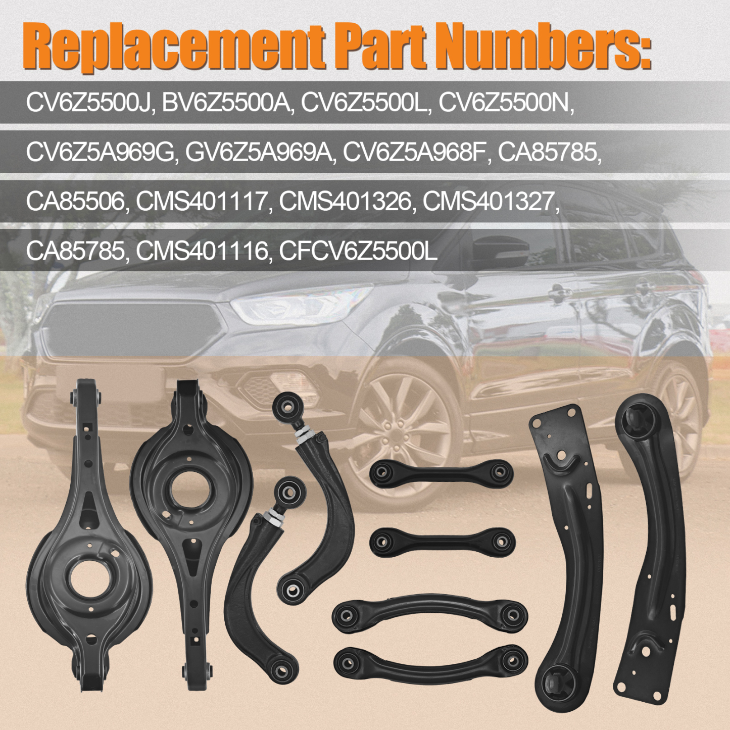 10 PCS Rear Upper & Lower Suspension Control Arms Kit Fits for Ford Escape 2013-2019