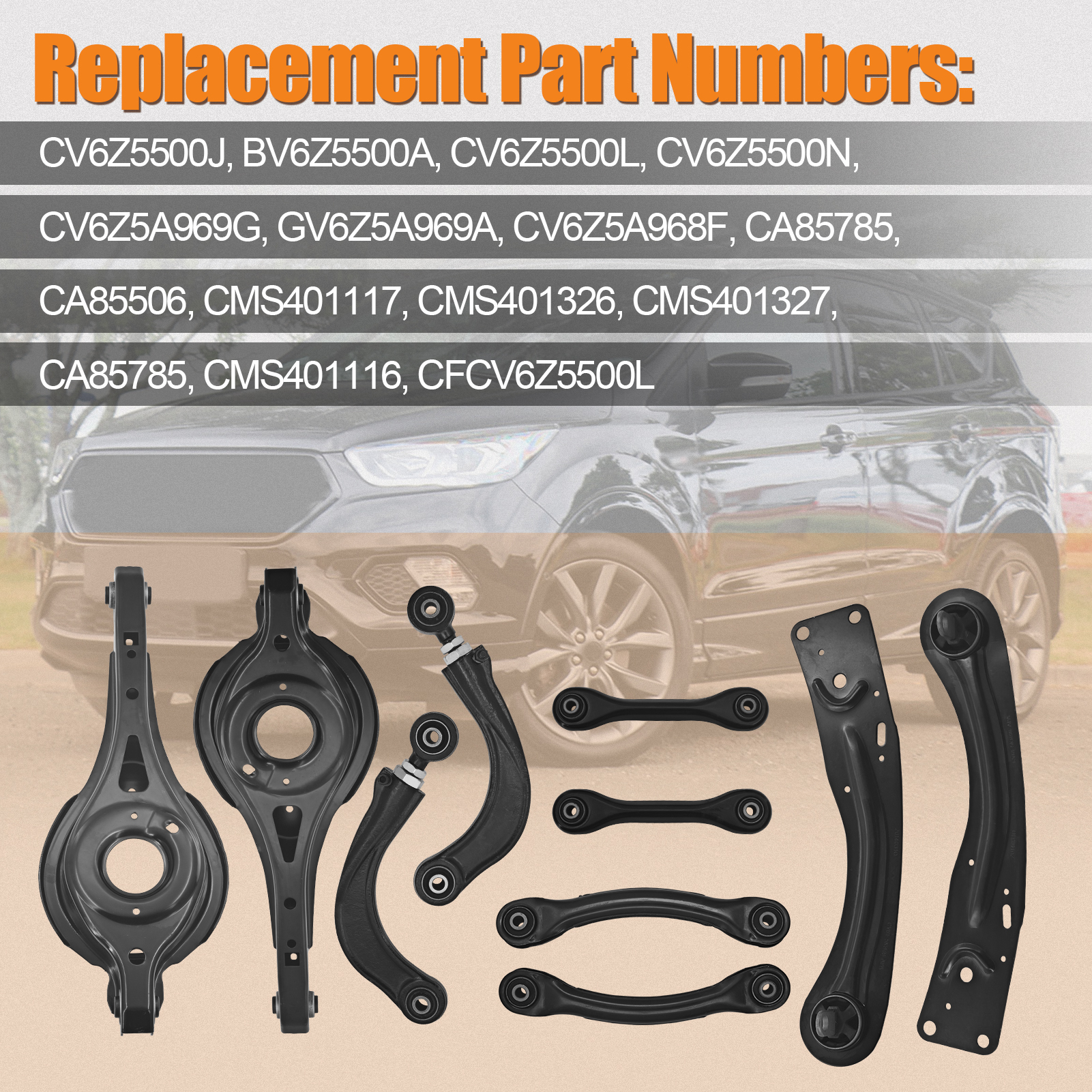 10 PCS Rear Upper & Lower Suspension Control Arms Kit Fits for Ford Escape 2013-2019