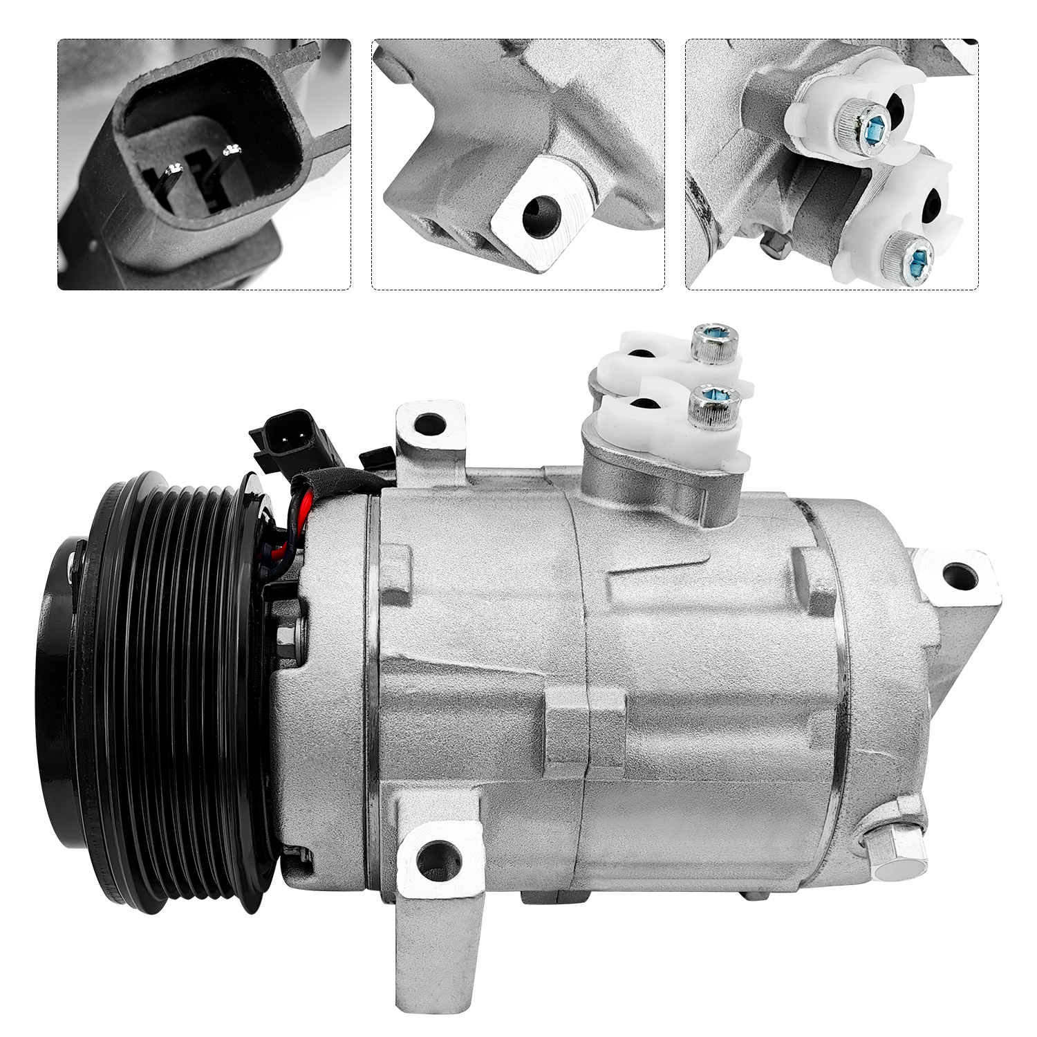 6-Grooves A/C Compressor with Clutch Fits for Ford Taurus 2008-2012, Taurus X 2008-2009, Flex 2009-2012, Lincoln MKS 2009-2012