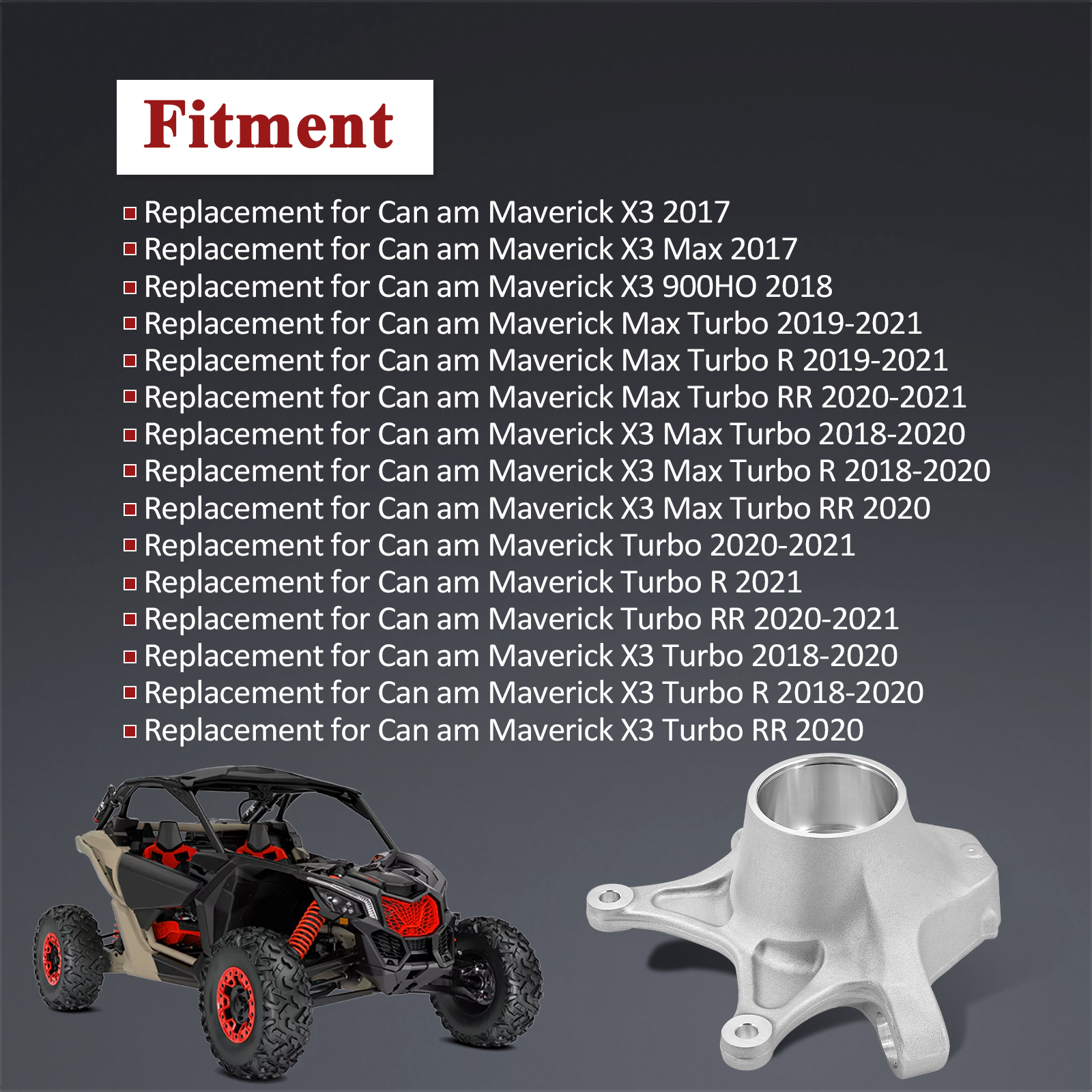 Rear Knuckle Spindle Replacement for Can Am Maverick X3 R RR 2017-2020 (Right Passenger Side)