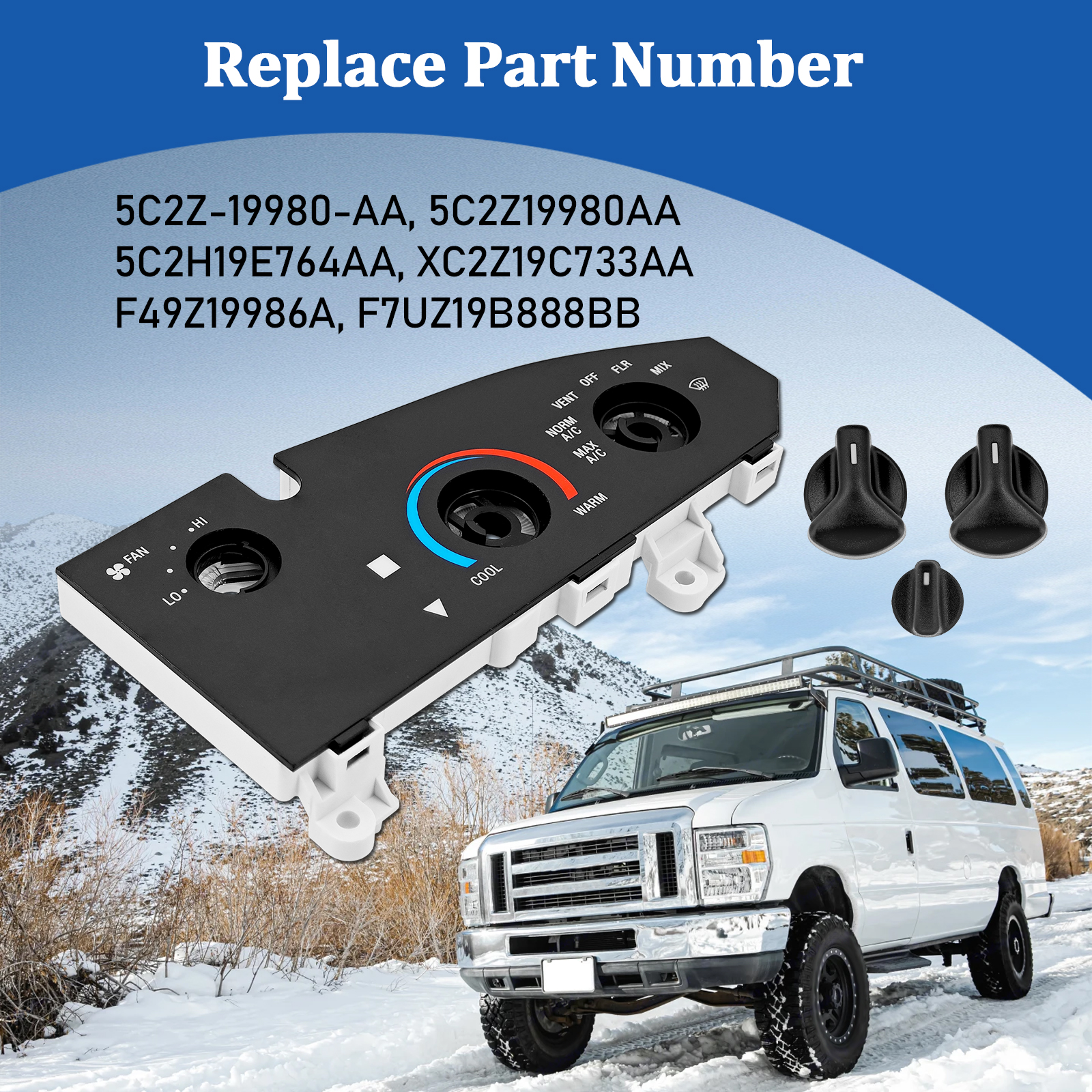 AC Heater Control Air Cond Control Panel for Ford E150 E250 E350 Van 2005-2014 / E350 E450SD Van 2015-2019