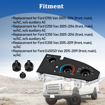 AC Heater Control Air Cond Control Panel for Ford E150 E250 E350 Van 2005-2014 / E350 E450SD Van 2015-2019