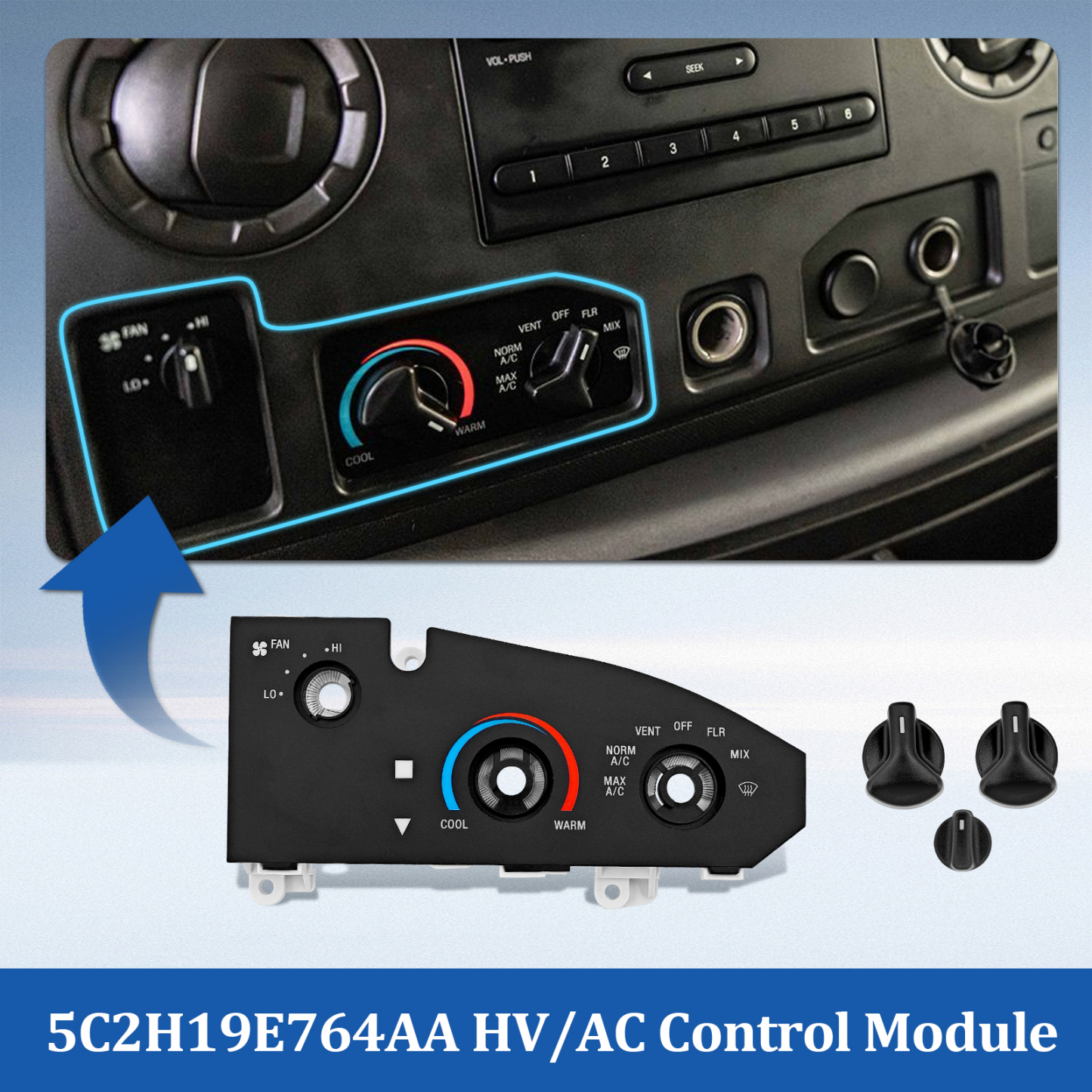 AC Heater Control Air Cond Control Panel for Ford E150 E250 E350 Van 2005-2014 / E350 E450SD Van 2015-2019