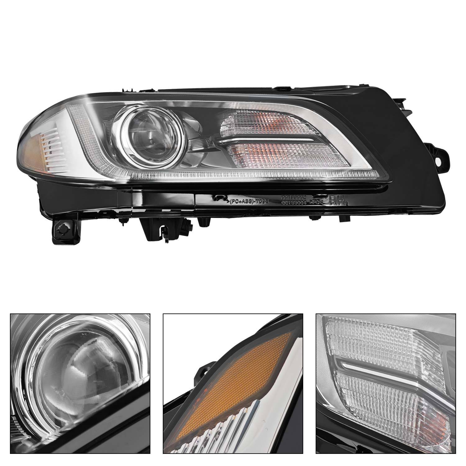 Right Passenger Side Xenon HID Headlight Assy for 2017-2020 Lincoln Continental 2.7L 3.0L EcoBoost 3.7L Duratec, w/Headlamp Leveling