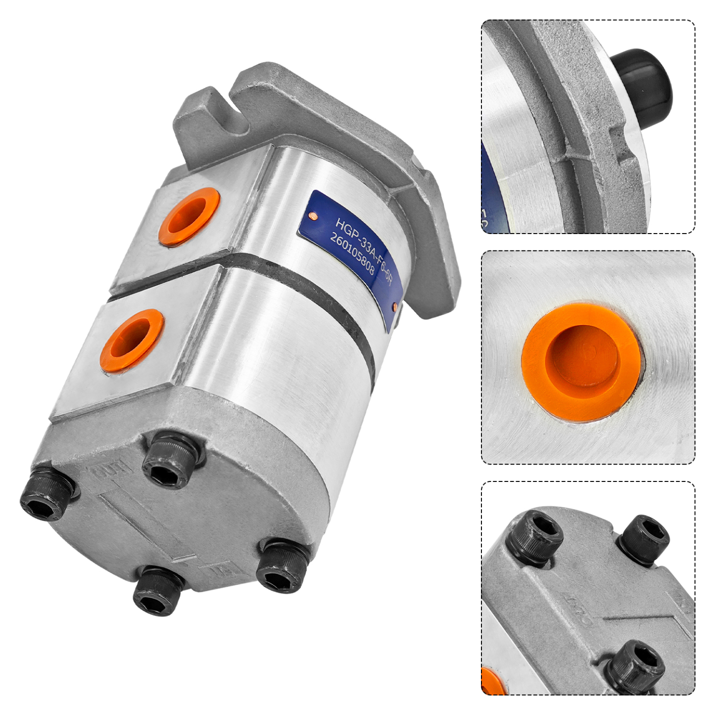 HGP-33A-F6-6R Hydraulic Tandem Double Gear Pump 17.46mm 25MPa
