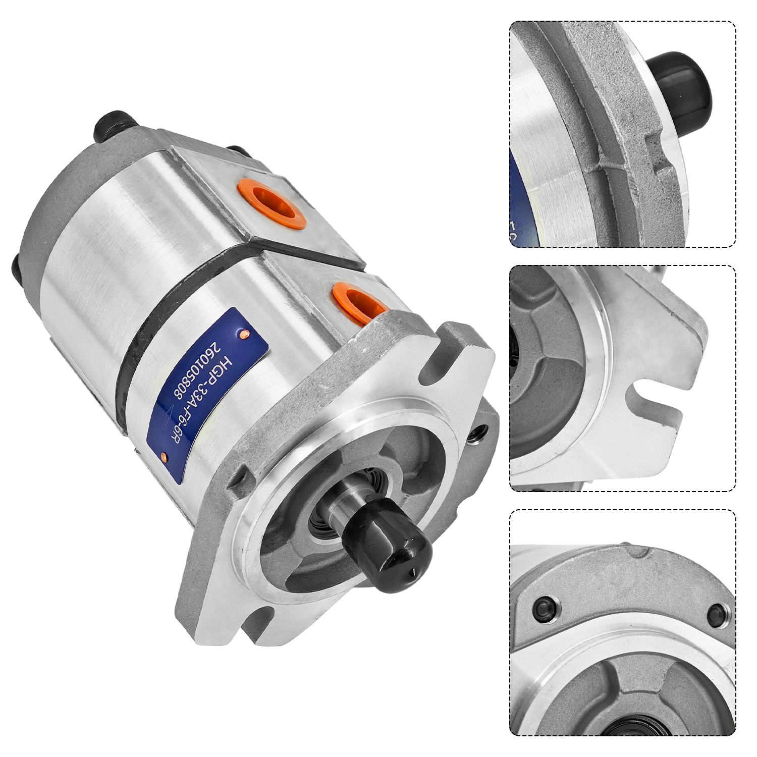 HGP-33A-F6-6R Hydraulic Tandem Double Gear Pump 17.46mm 25MPa