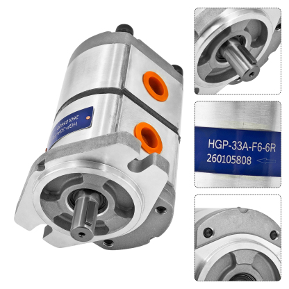 HGP-33A-F6-6R Hydraulic Tandem Double Gear Pump 17.46mm 25MPa
