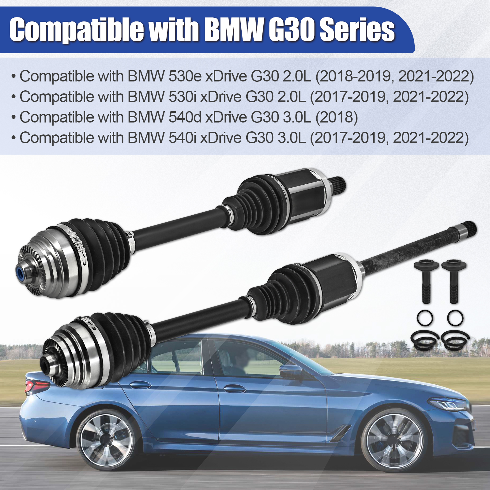 CV Axle Half Shaft Assembly Front Left & Right Fits for BMW G30 530e 530i 540d 540i xDrive 2017-2019, 2021-2022
