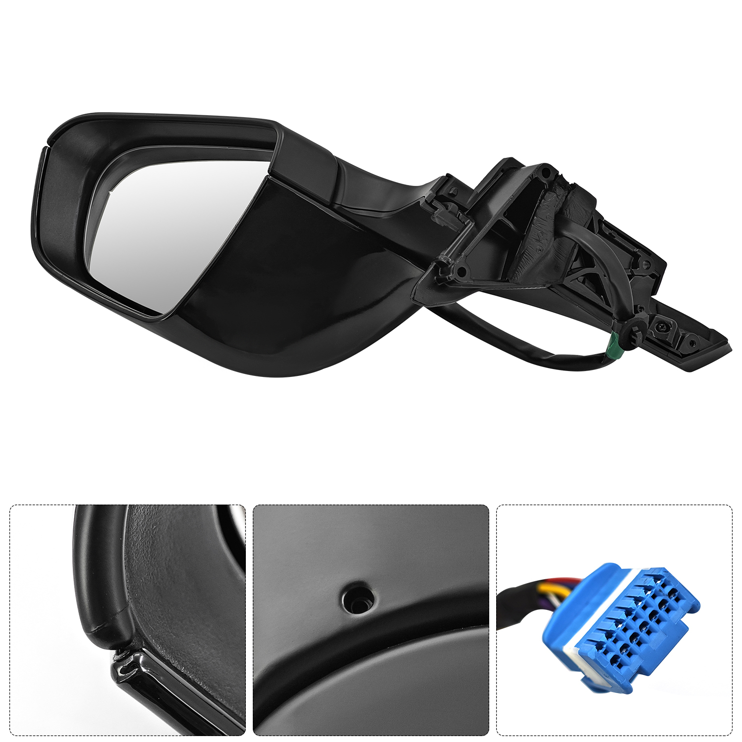 Right Passenger Side Mirror Fits for Tesla Model 3 2021-2025,  No Antenna, 10-Pin, Power Folding and Adjustment, Position Memory, Heated Defrost