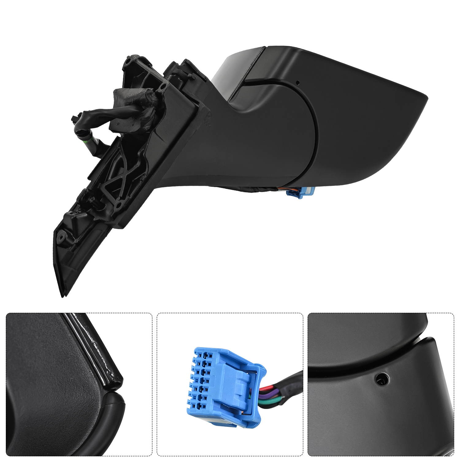 Right Passenger Side Mirror for Tesla Model 3 2021-2025, 11-Pin Stealth Gray, Electronic Auto-Dimming, Power Folding, Position Memory, Heated Defrost, No Antenna 