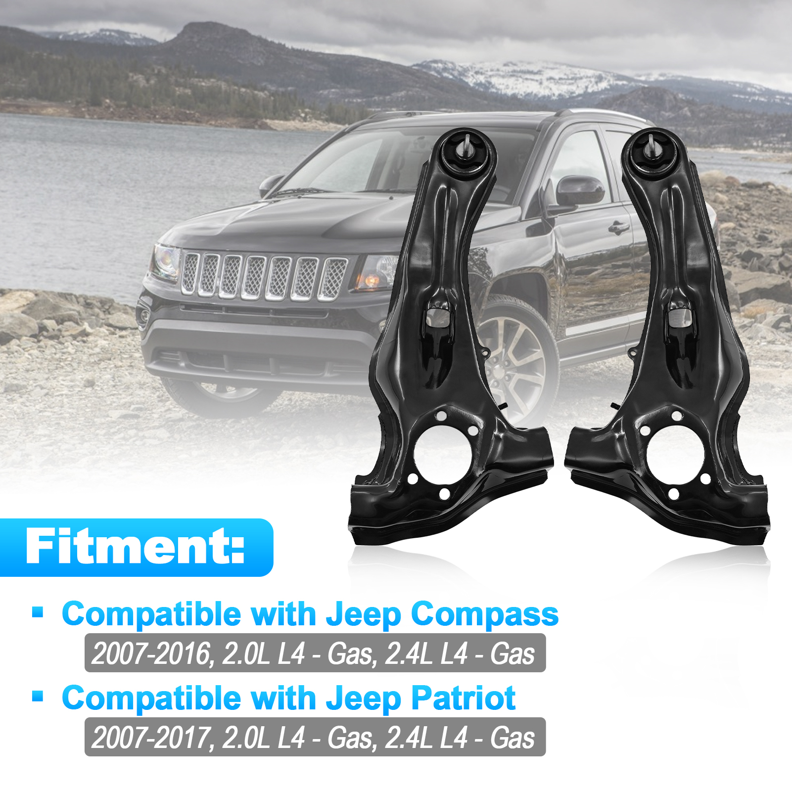 Left & Right Rear Suspension Trailing Arm Link for Jeep Compass 2007-2016, Patriot 2007-2017 