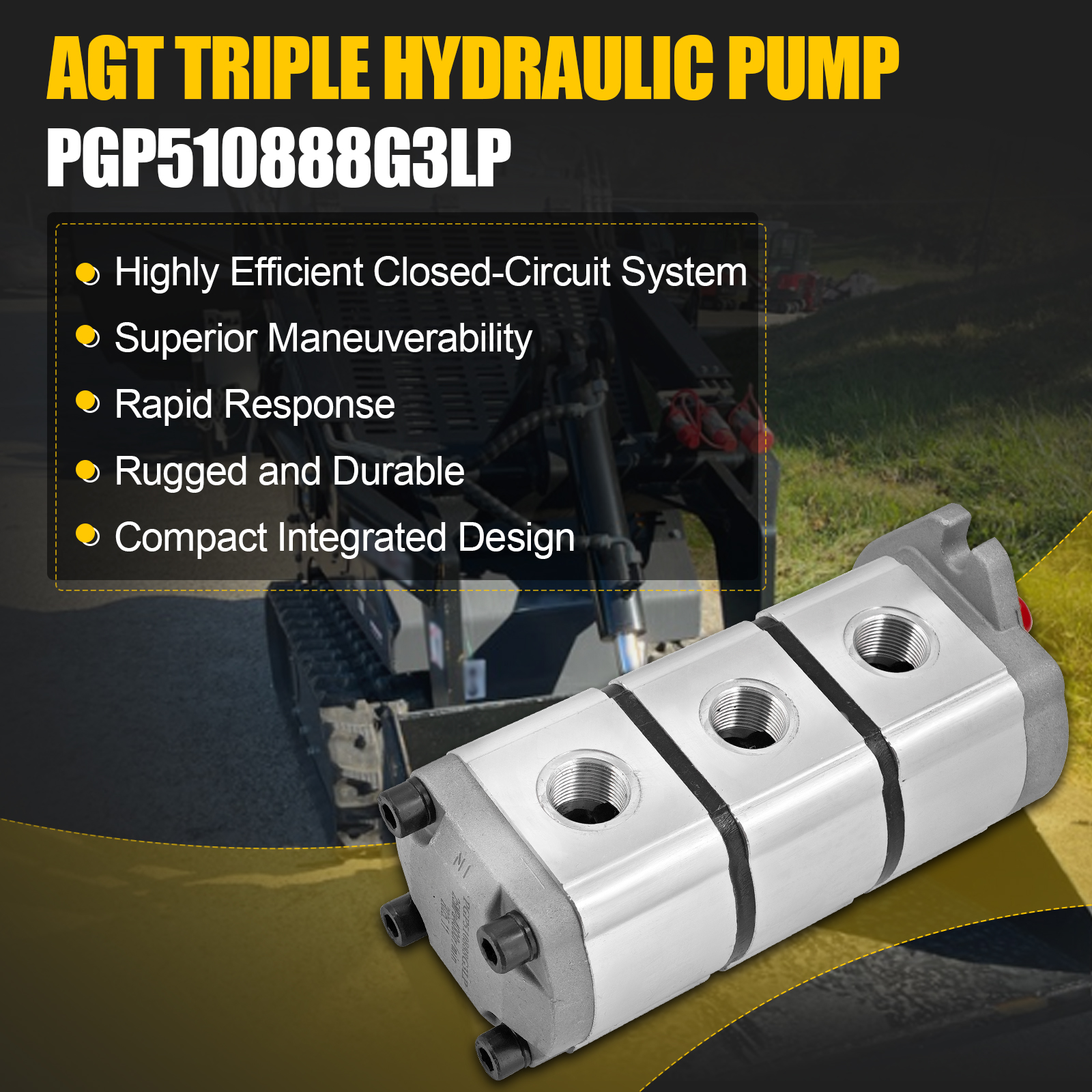 PGP510888G3LP AGT Triple Hydraulic Pump for Skid Steer Loader