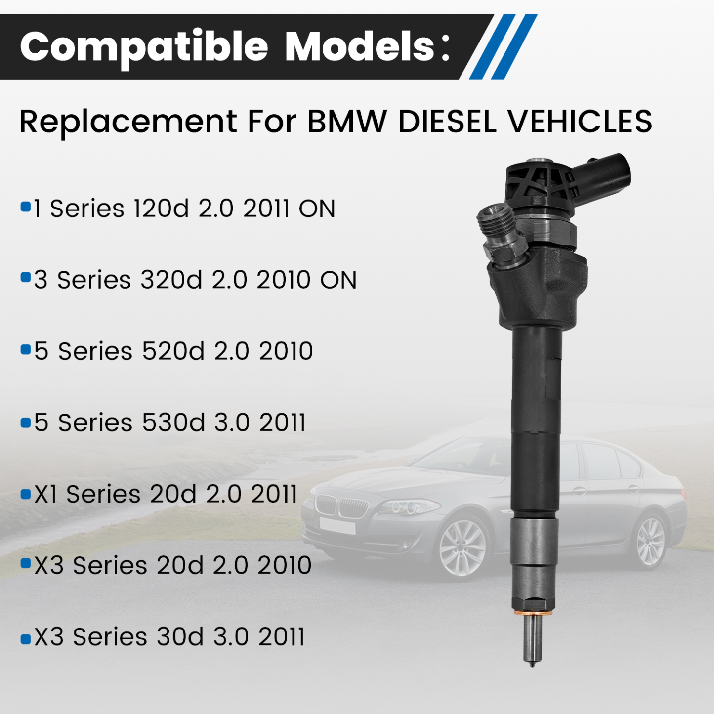 Diesel Fuel Injector Compatible with BMW 1 3 5 Series X1 X3 X4 X5 X6 2.0d 3.0d（1 PCS）