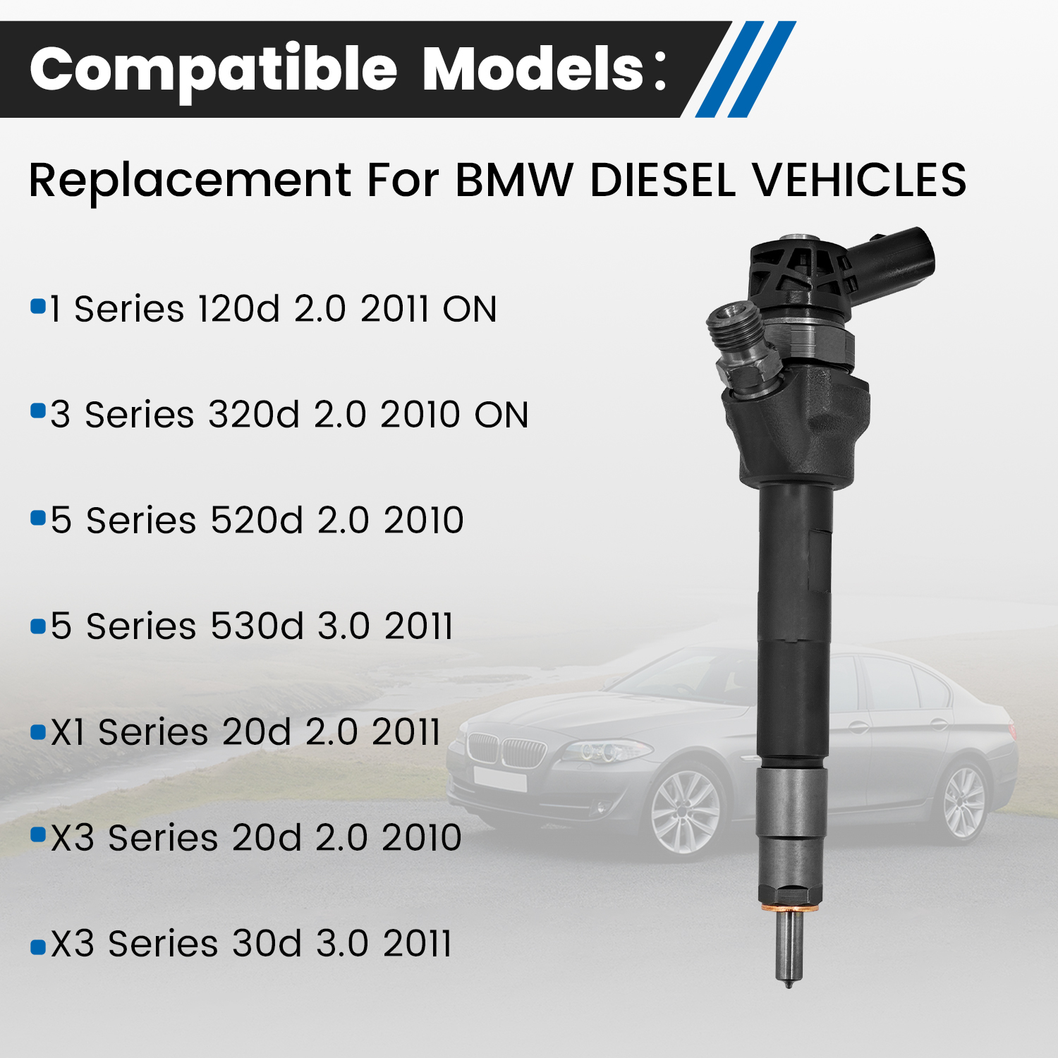 Diesel Fuel Injector Compatible with BMW 1 3 5 Series X1 X3 X4 X5 X6 2.0d 3.0d（1 PCS）