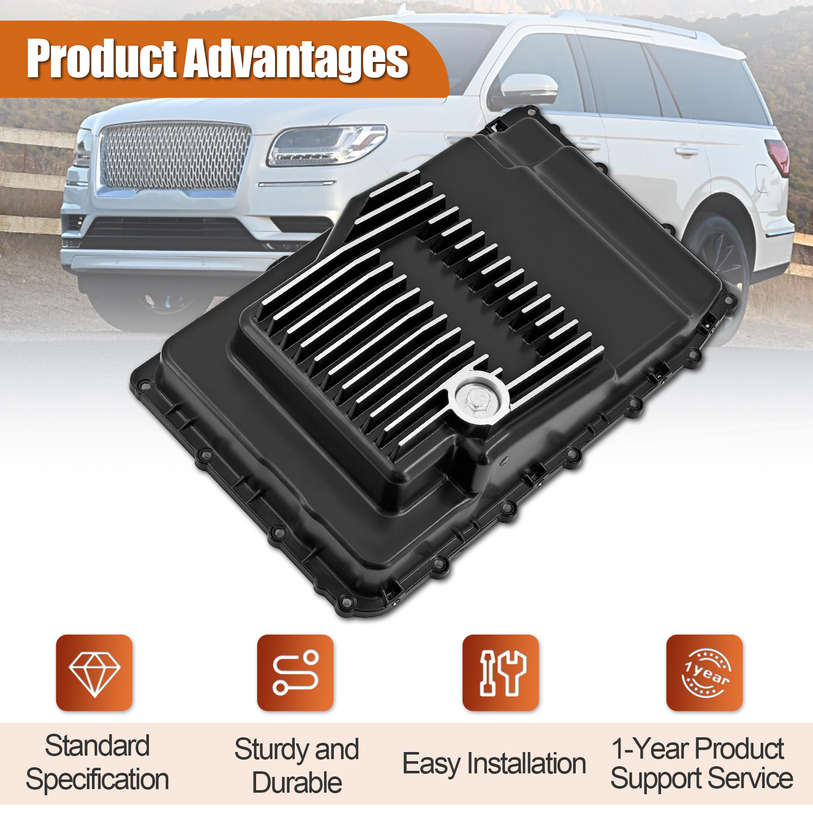 Heavy-Duty Cast Aluminum Transmission Oil Pan 10R80 for Ford F-150 Explorer Mustang Expedition Ranger Bronco 2017-2024 for Lincoln Navigator 2018-2024