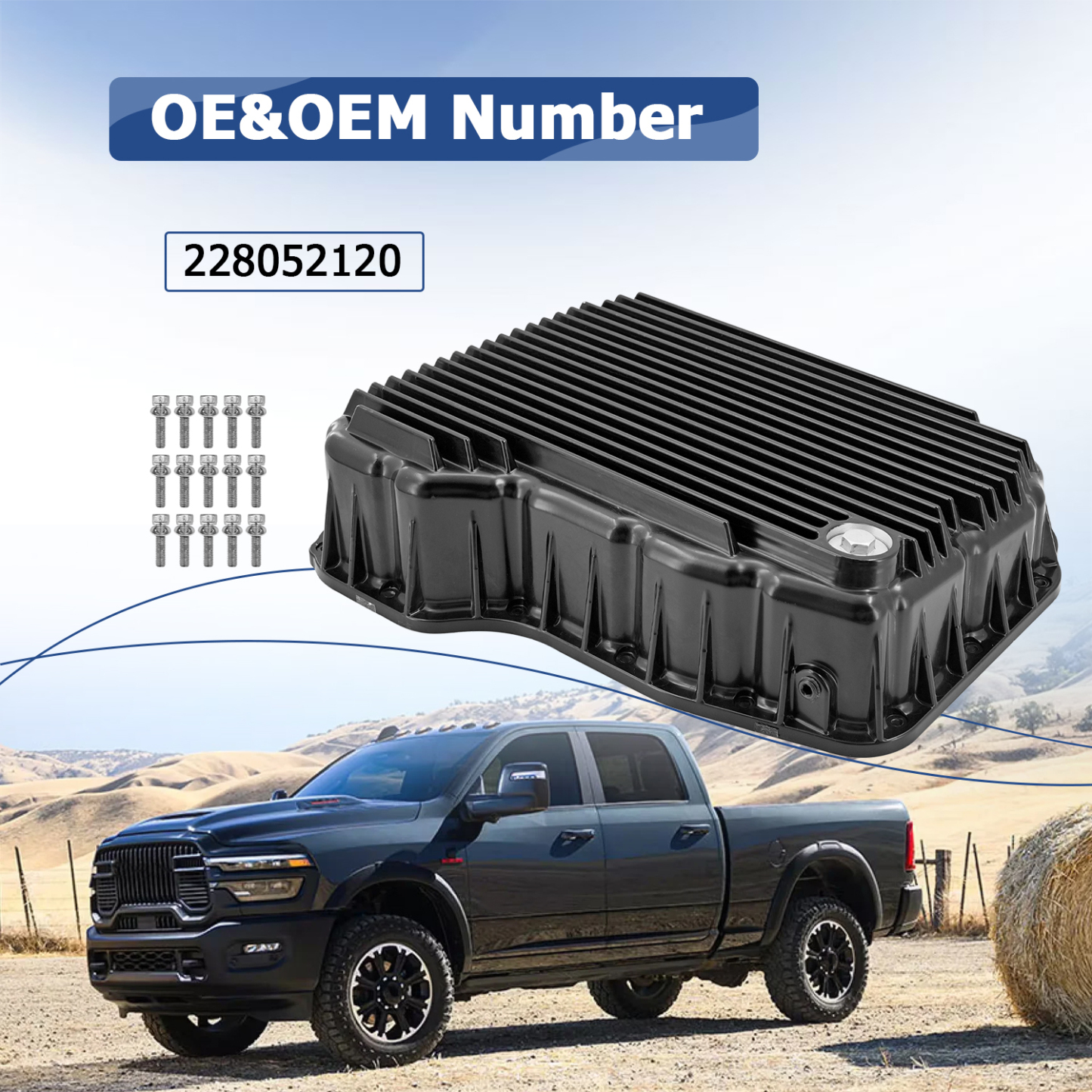 Heavy Duty Black Transmission Pan Fits for Dodge Ram 2500/3500 68RFE 6.7L Cummins 2007-2025