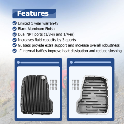 Heavy Duty Black Transmission Pan Fits for Dodge Ram 2500/3500 68RFE 6.7L Cummins 2007-2025