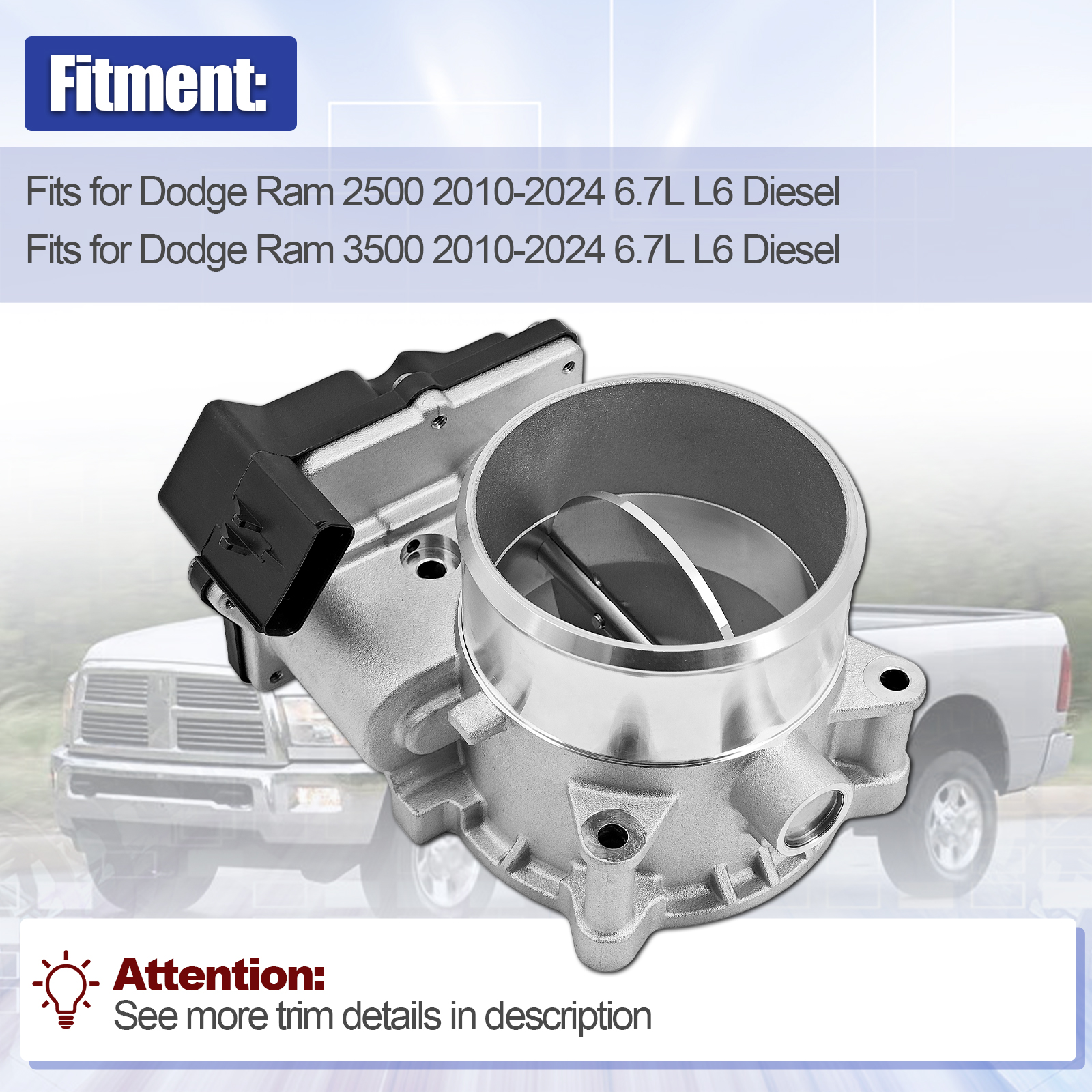 Throttle Body for Ram 2500/3500/4500/5500 6.7L 2010-2024 68253198AA