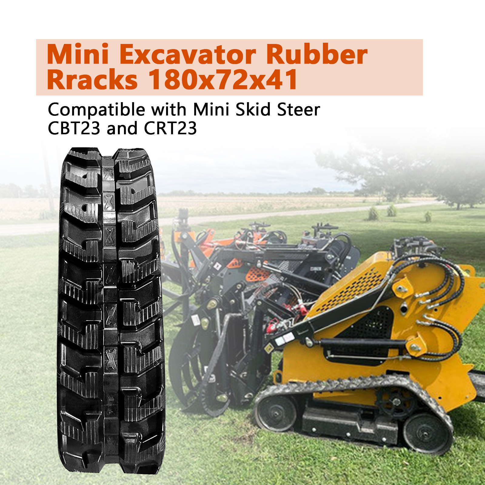 Heavy Duty Rubber Track for Mini Skid Steer Excavator | Compatible with AGT CBT23 and CRT23, Fits for Hitachi, Fits for Vermeer, Fits for Yanmar, Replace# AGT-CBT23LD CBT23LD