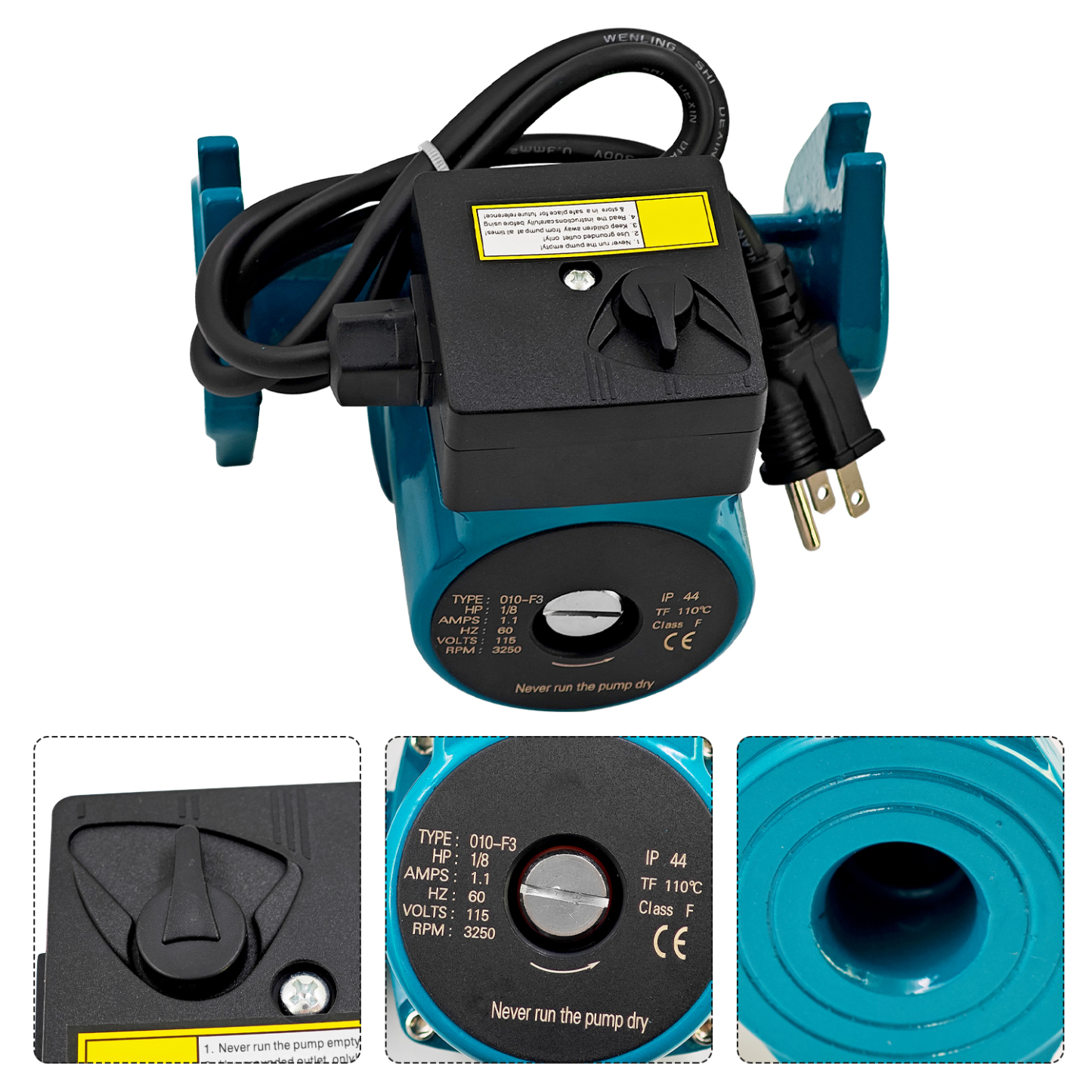 Cast Iron Cartridge Circulator Pump 1/8HP 115V Compatible with Taco Circulator Pump 0010F3